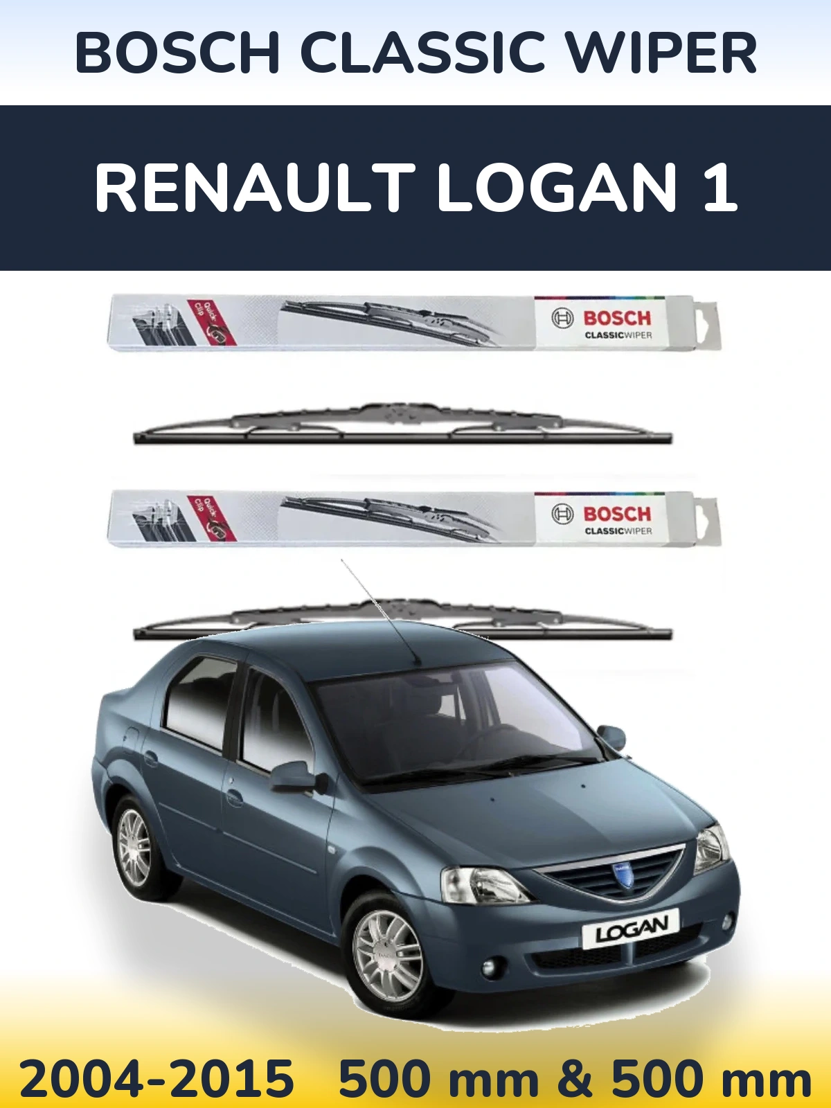 Komplet przednich wycieraczek BOSCH Classic Wiper 500 & 500 mm do Renault Logan 1 2004-2015