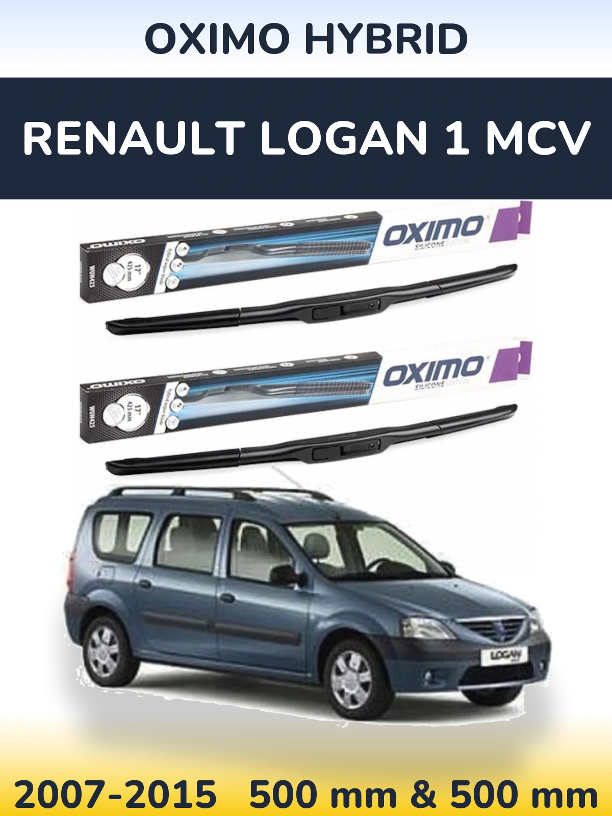 Komplet przednich wycieraczek Oximo Hybrid 500 & 500 mm do Renault Logan 1 MCV 2007-2015