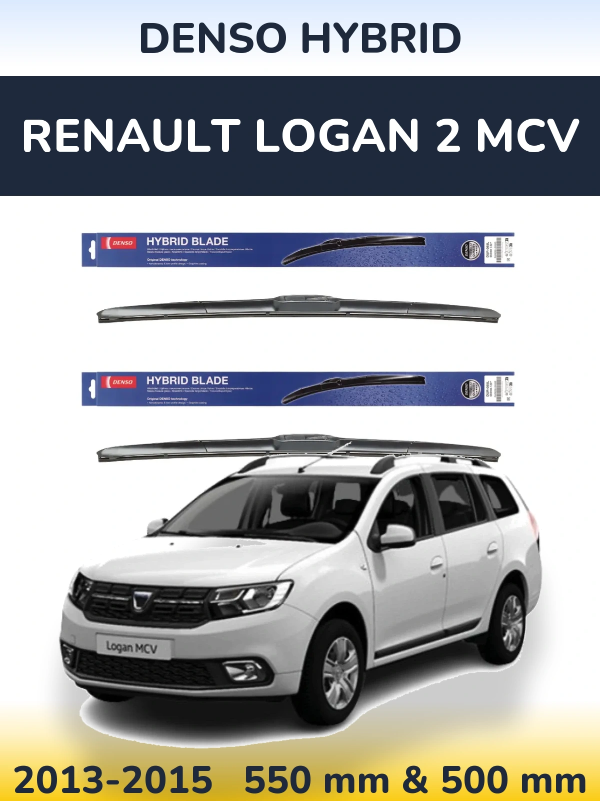 Komplet przednich wycieraczek Denso Hybrid 550 & 500 mm do Renault Logan 2 MCV 2013-2015