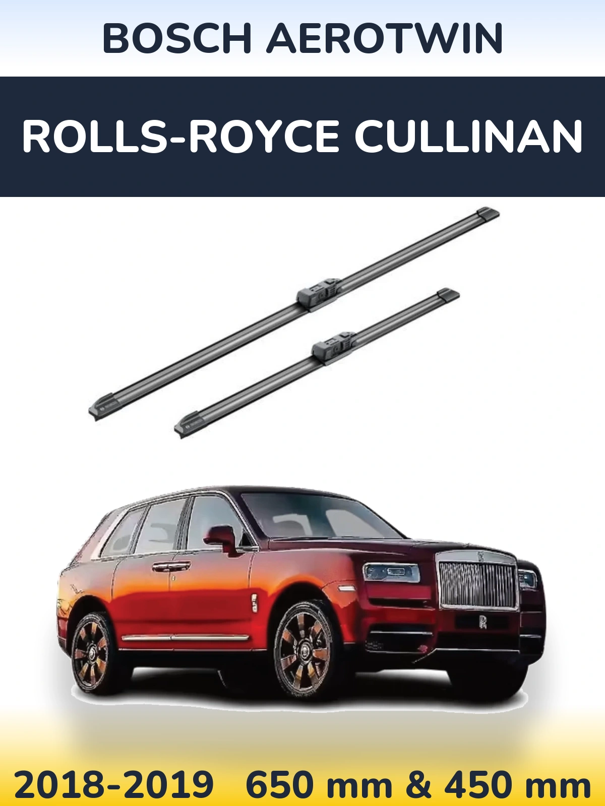 Komplet przednich wycieraczek BOSCH AeroTwin 650 & 450 mm do Rolls-Royce Cullinan 2018-2019