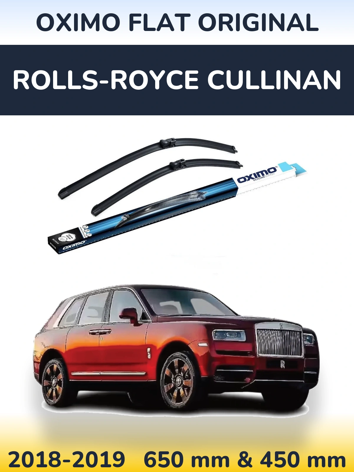 Komplet przednich wycieraczek Oximo Flat Original 650 & 450 mm do Rolls-Royce Cullinan 2018-2019