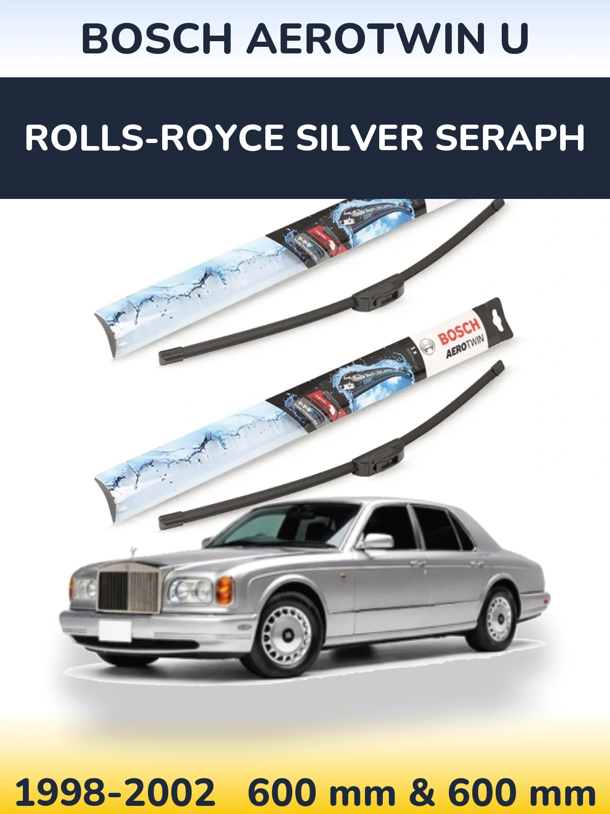 Комплект передних дворников BOSCH AeroTwin U 600 & 600 мм для Rolls-Royce Silver Seraph 1998-2002