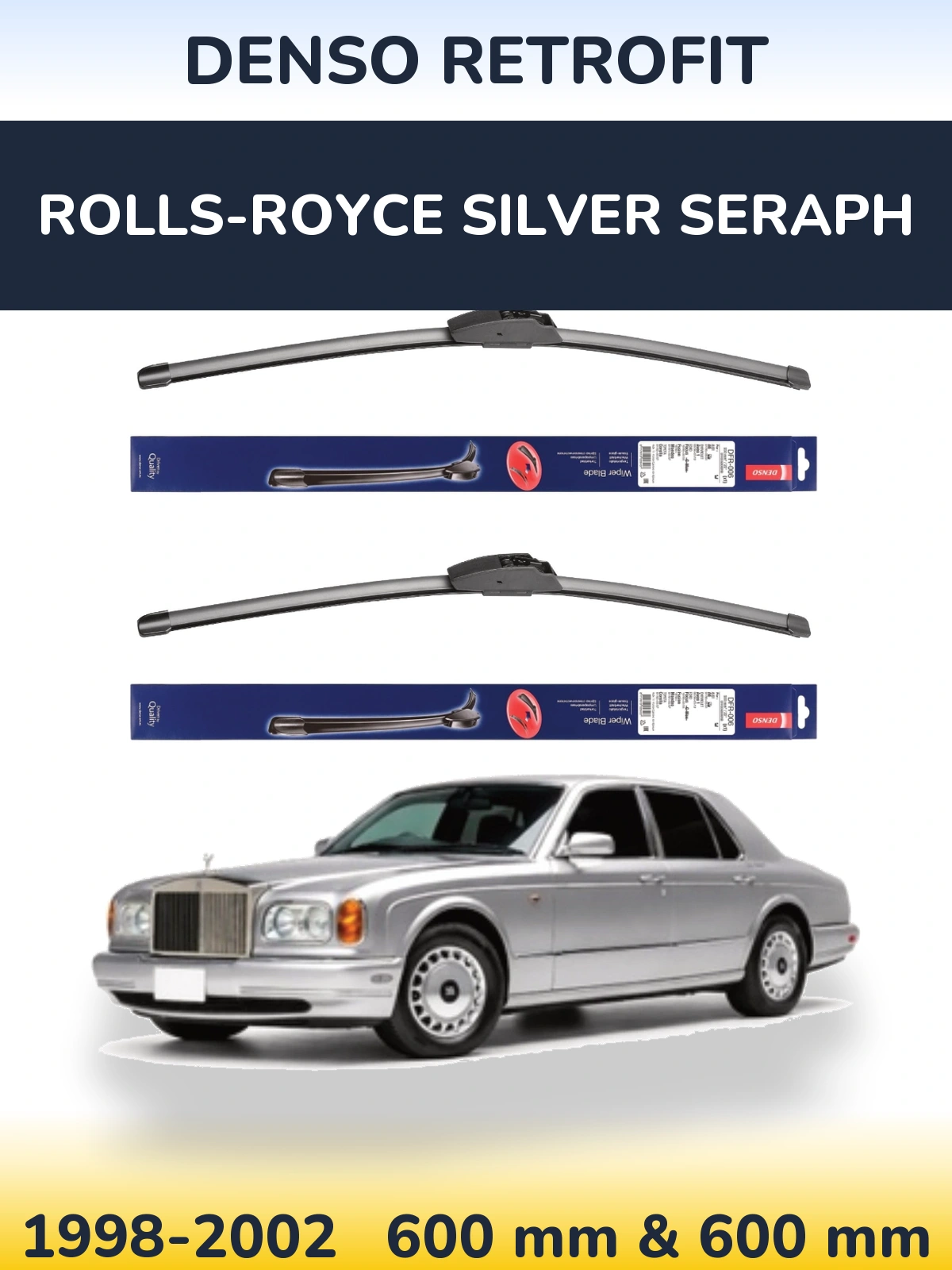Komplet przednich wycieraczek Denso Retrofit 600 & 600 mm do Rolls-Royce Silver Seraph 1998-2002