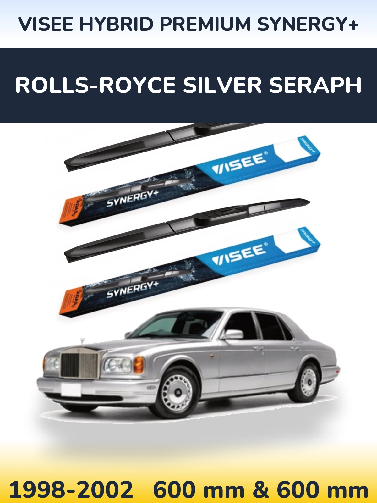 Komplet przednich wycieraczek VISEE HYBRID PREMIUM SYNERGY+ 600 & 600 mm do Rolls-Royce Silver Seraph 1998-2002