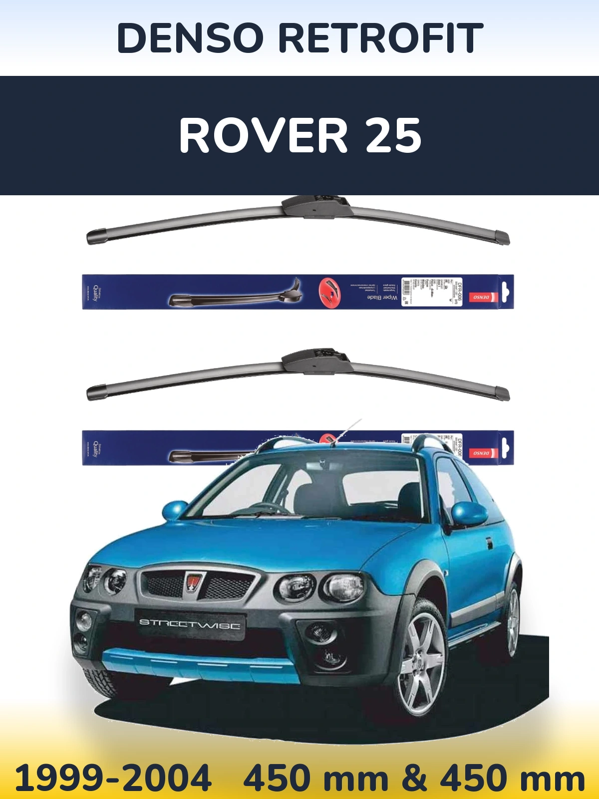Komplet przednich wycieraczek Denso Retrofit 450 & 450 mm do Rover 25 1999-2004