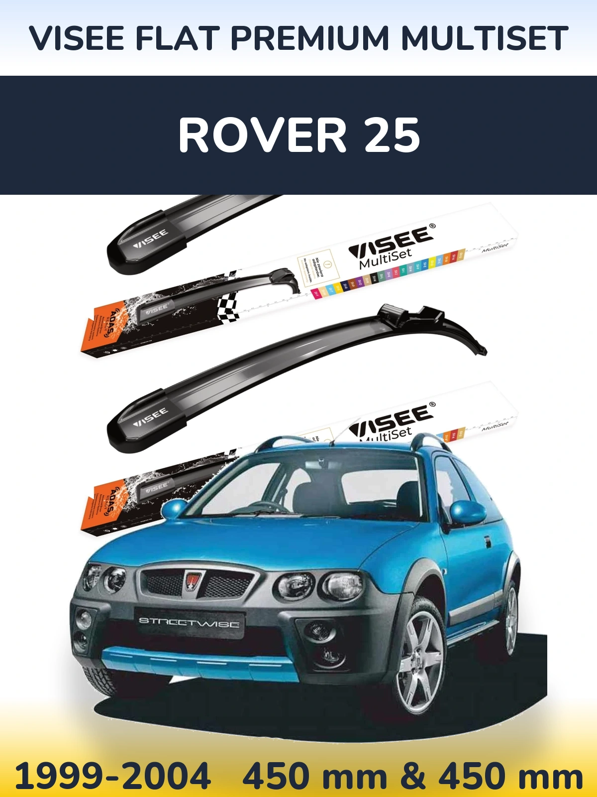 Комплект передних дворников VISEE FLAT PREMIUM MultiSet 450 & 450 мм для Rover 25 1999-2004