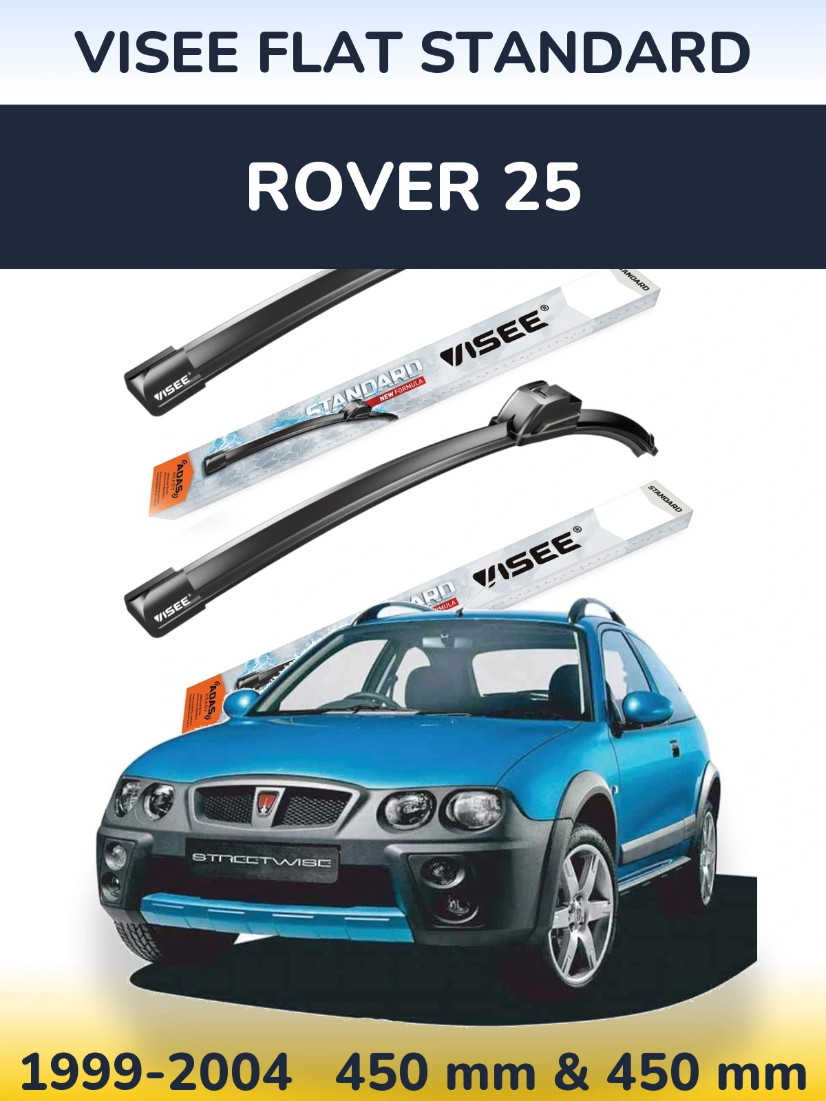 Комплект передних дворников VISEE FLAT STANDARD 450 & 450 мм для Rover 25 1999-2004