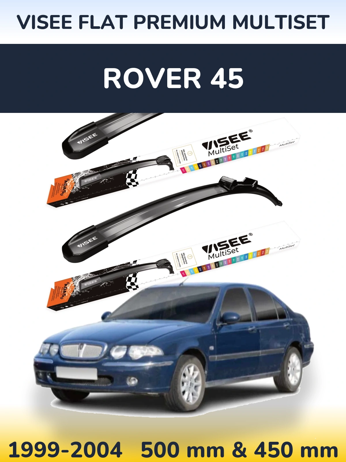 Комплект передних дворников VISEE FLAT PREMIUM MultiSet 500 & 450 мм для Rover 45 1999-2004