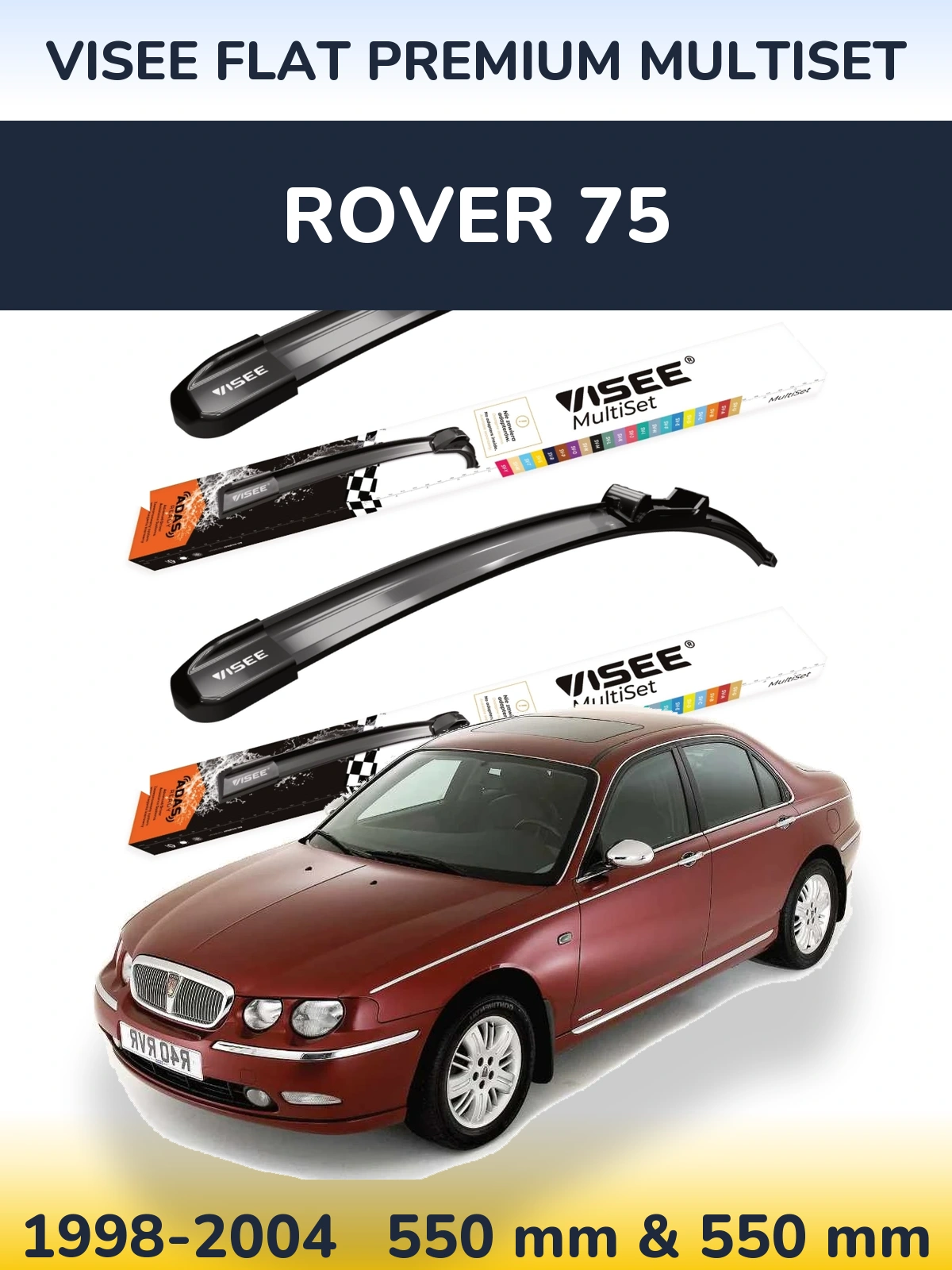 Комплект передних дворников VISEE FLAT PREMIUM MultiSet 550 & 550 мм для Rover 75 1998-2004