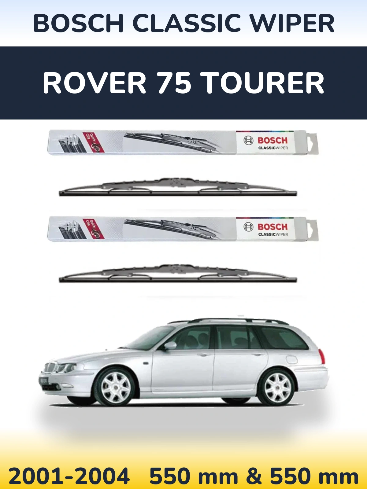 Комплект передних дворников BOSCH Classic Wiper 550 & 550 мм для Rover 75 Tourer 2001-2004