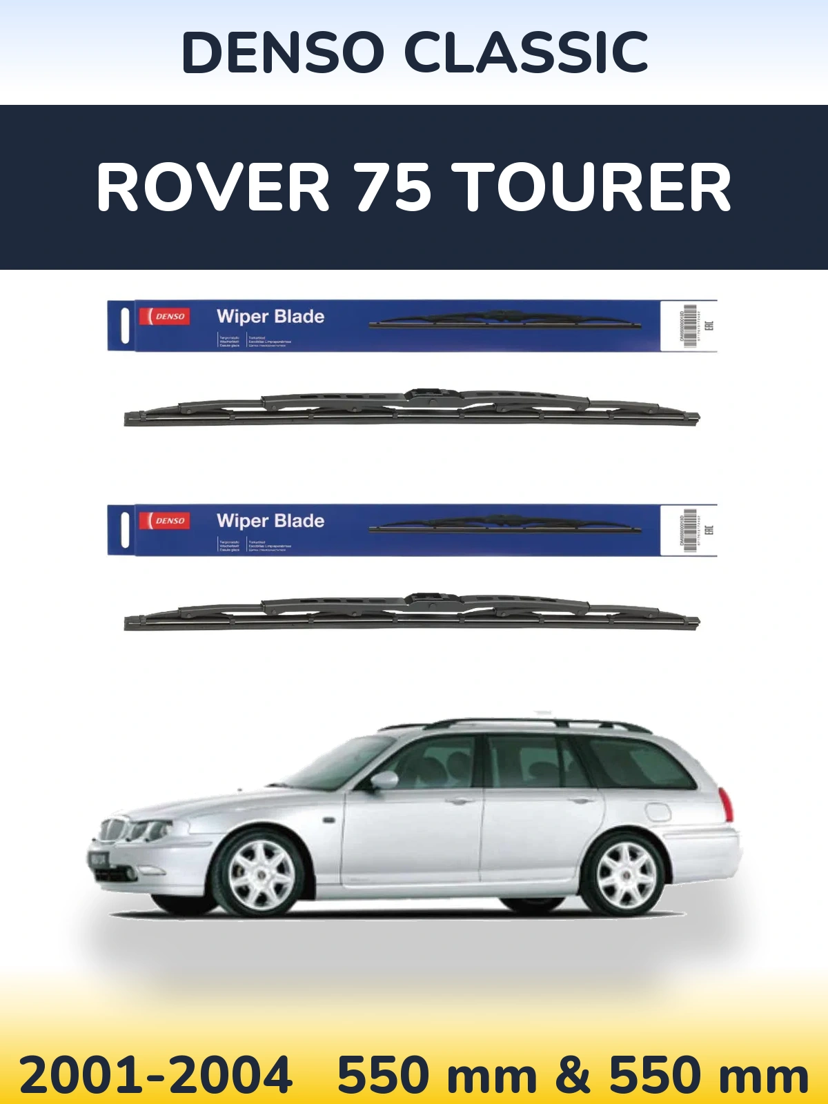 Komplet przednich wycieraczek Denso Classic 550 & 550 mm do Rover 75 Tourer 2001-2004