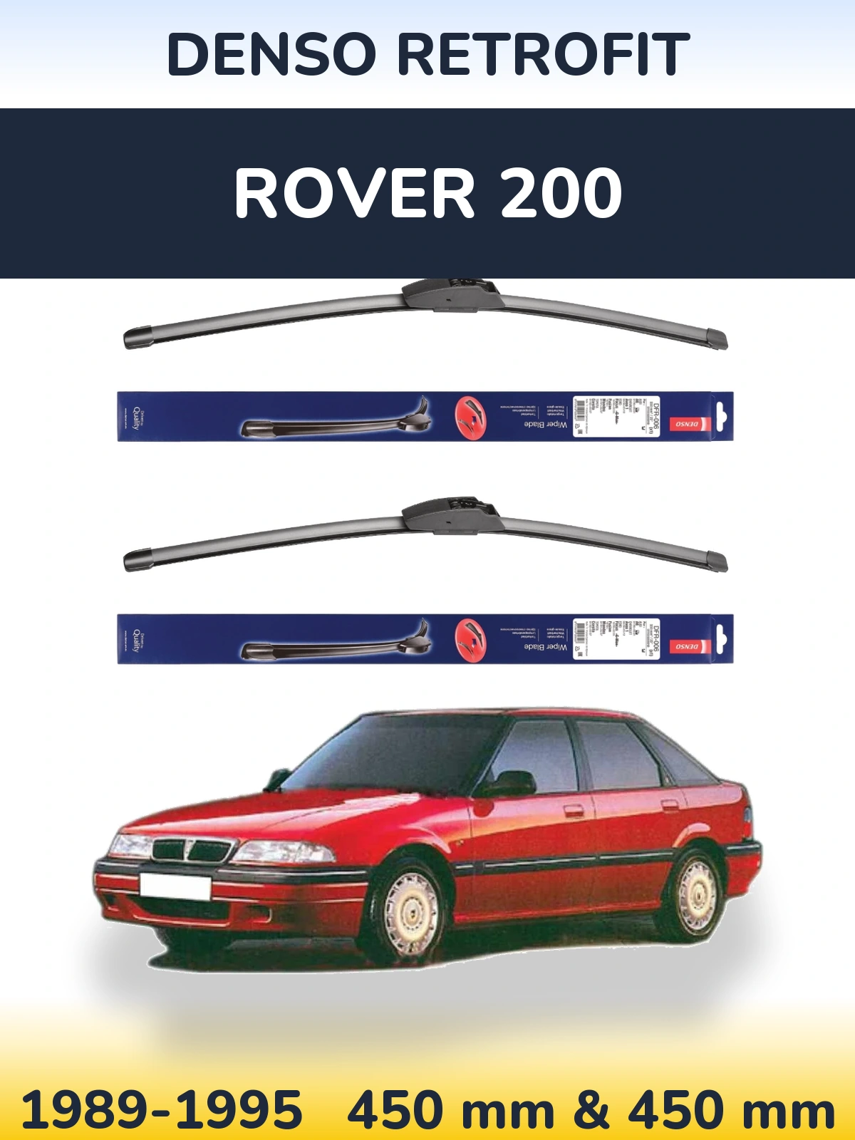 Komplet przednich wycieraczek Denso Retrofit 450 & 450 mm do Rover 200 1989-1995