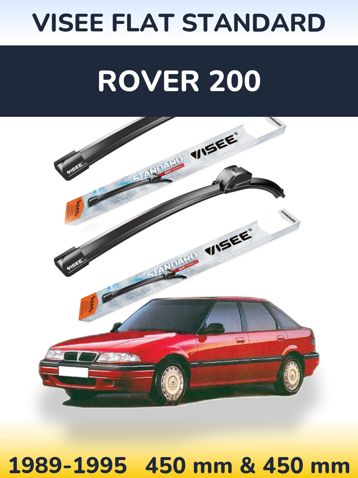 Комплект передних дворников VISEE FLAT STANDARD 450 & 450 мм для Rover 200 1989-1995