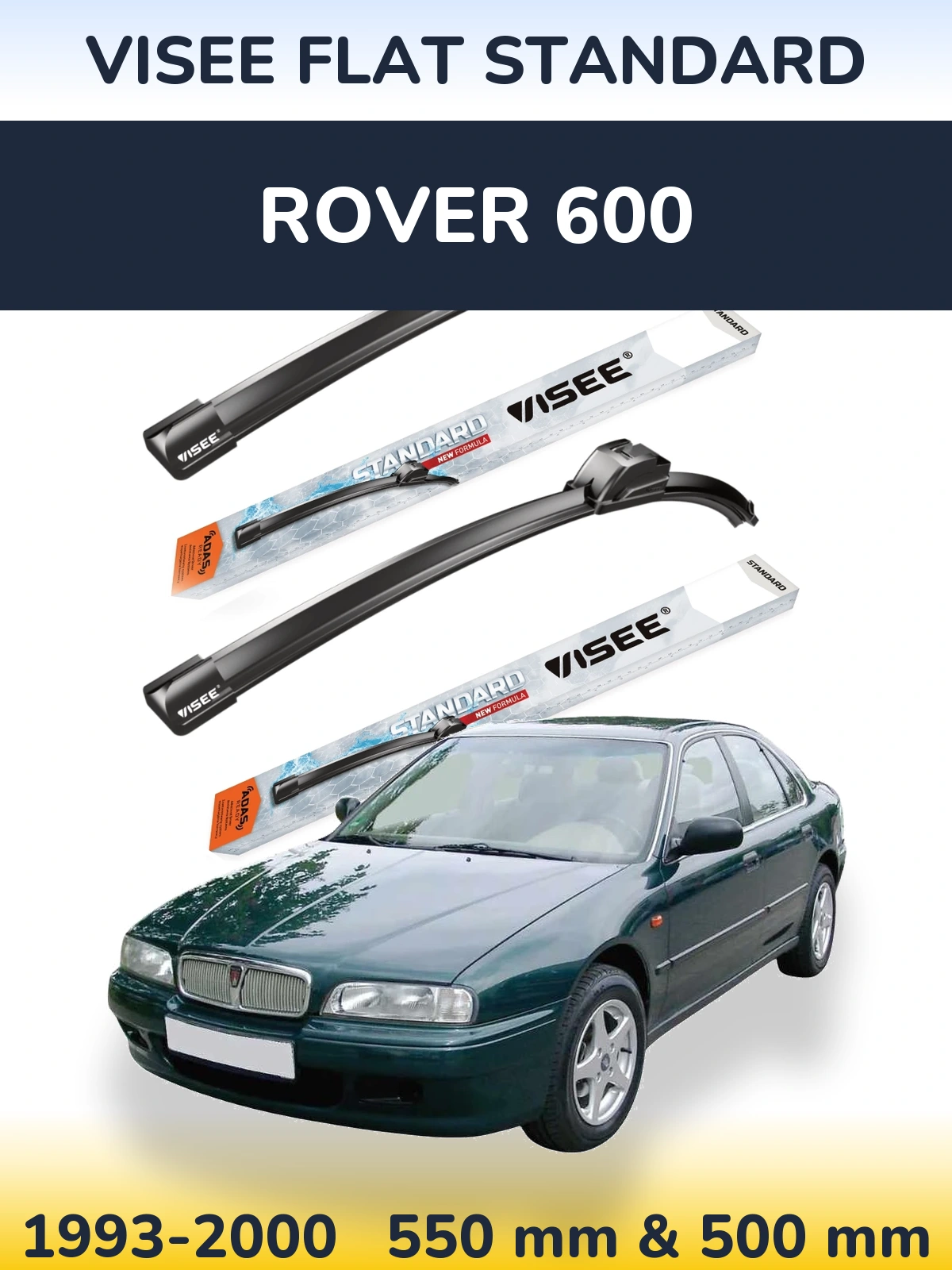 Komplet przednich wycieraczek VISEE FLAT STANDARD 550 & 500 mm do Rover 600 1993-2000