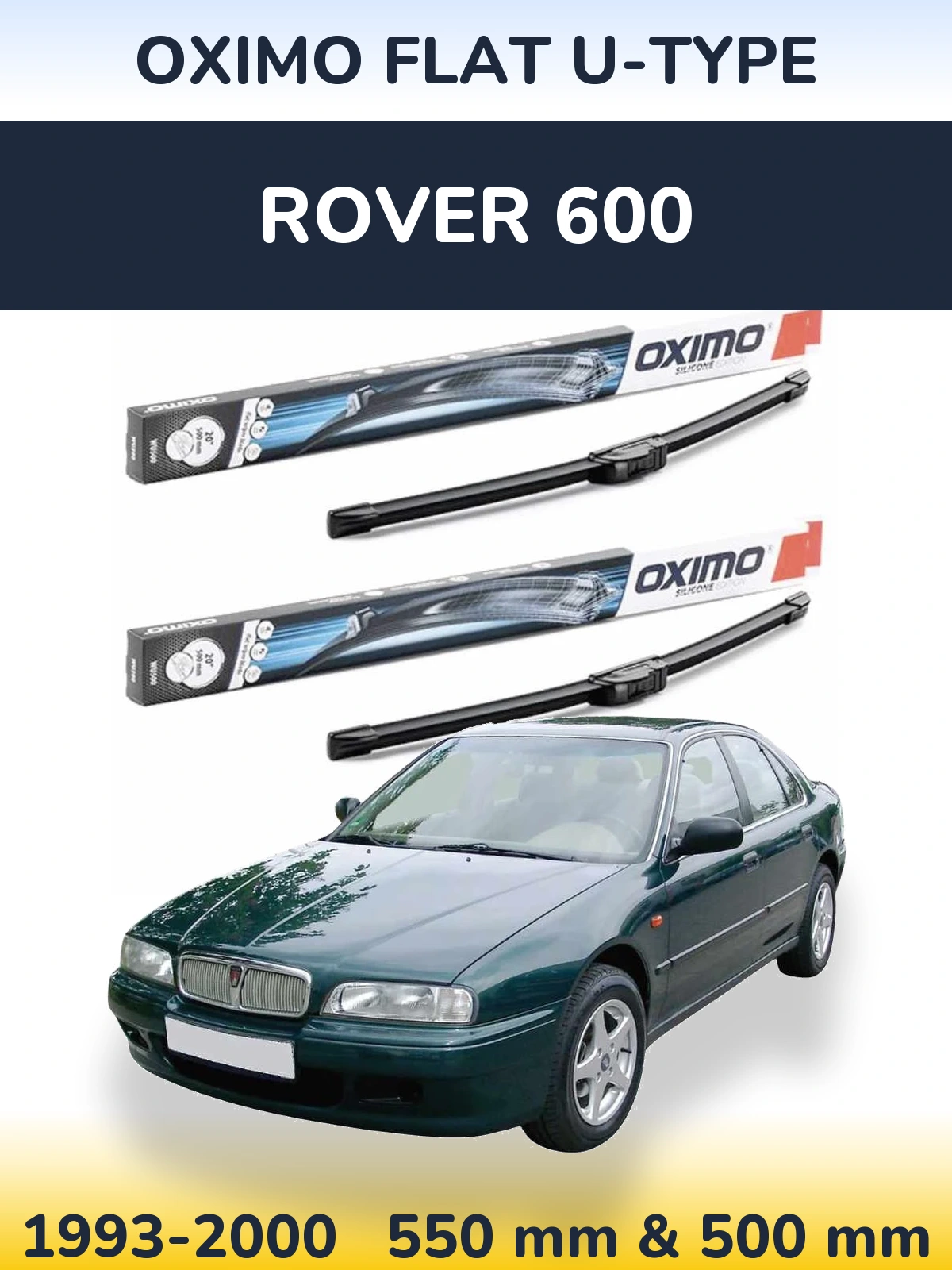 Комплект передних дворников Oximo Flat U-type 550 & 500 мм для Rover 600 1993-2000