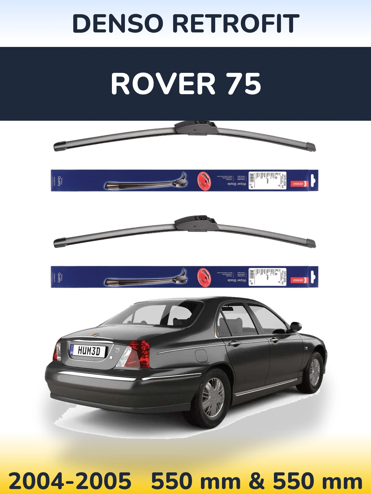 Комплект передних дворников Denso Retrofit 550 & 550 мм для Rover 75 2004-2005