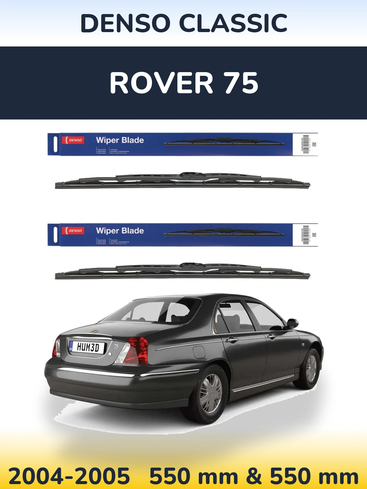 Komplet przednich wycieraczek Denso Classic 550 & 550 mm do Rover 75 2004-2005
