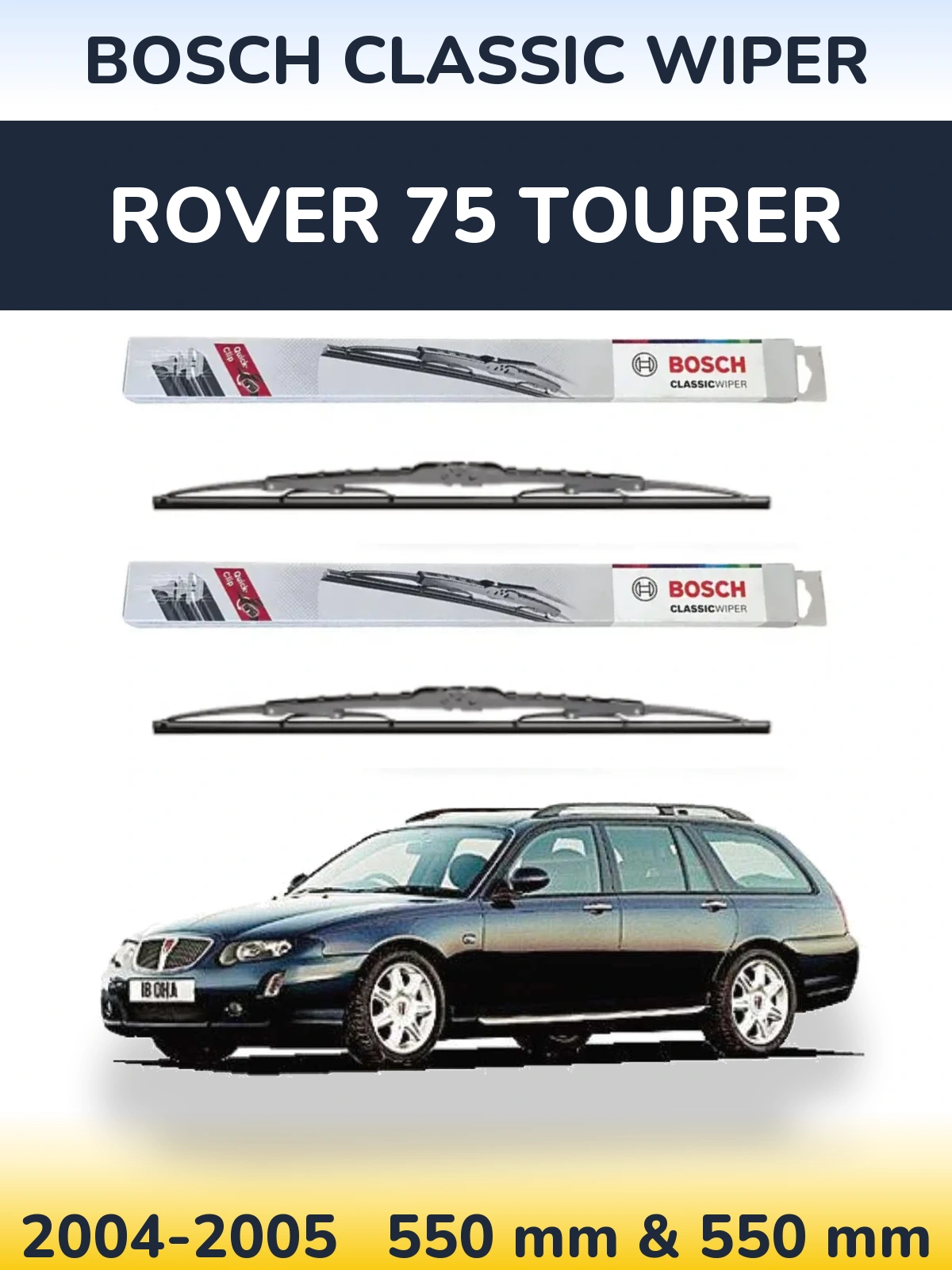 Комплект передних дворников BOSCH Classic Wiper 550 & 550 мм для Rover 75 Tourer 2004-2005