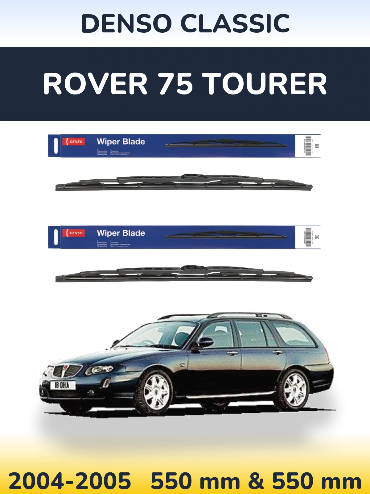 Komplet przednich wycieraczek Denso Classic 550 & 550 mm do Rover 75 Tourer 2004-2005