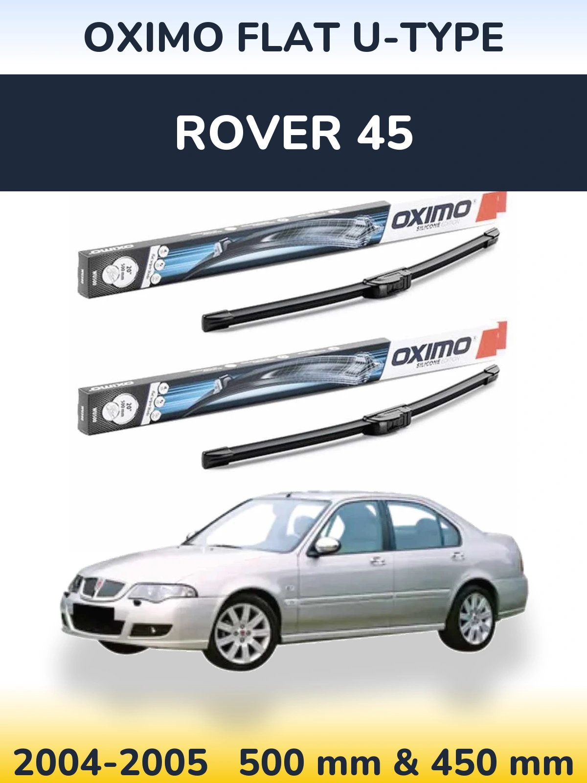 Комплект передних дворников Oximo Flat U-type 500 & 450 мм для Rover 45 2004-2005
