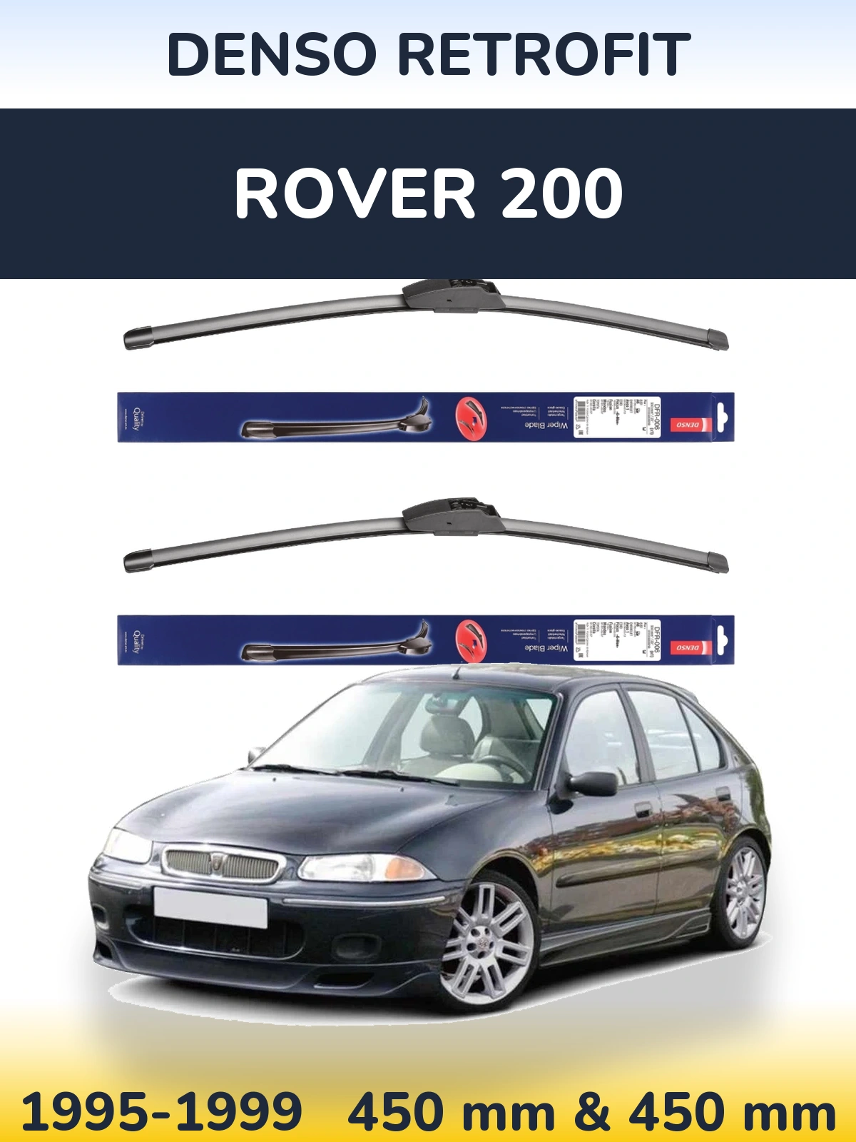 Комплект передних дворников Denso Retrofit 450 & 450 мм для Rover 200 1995-1999