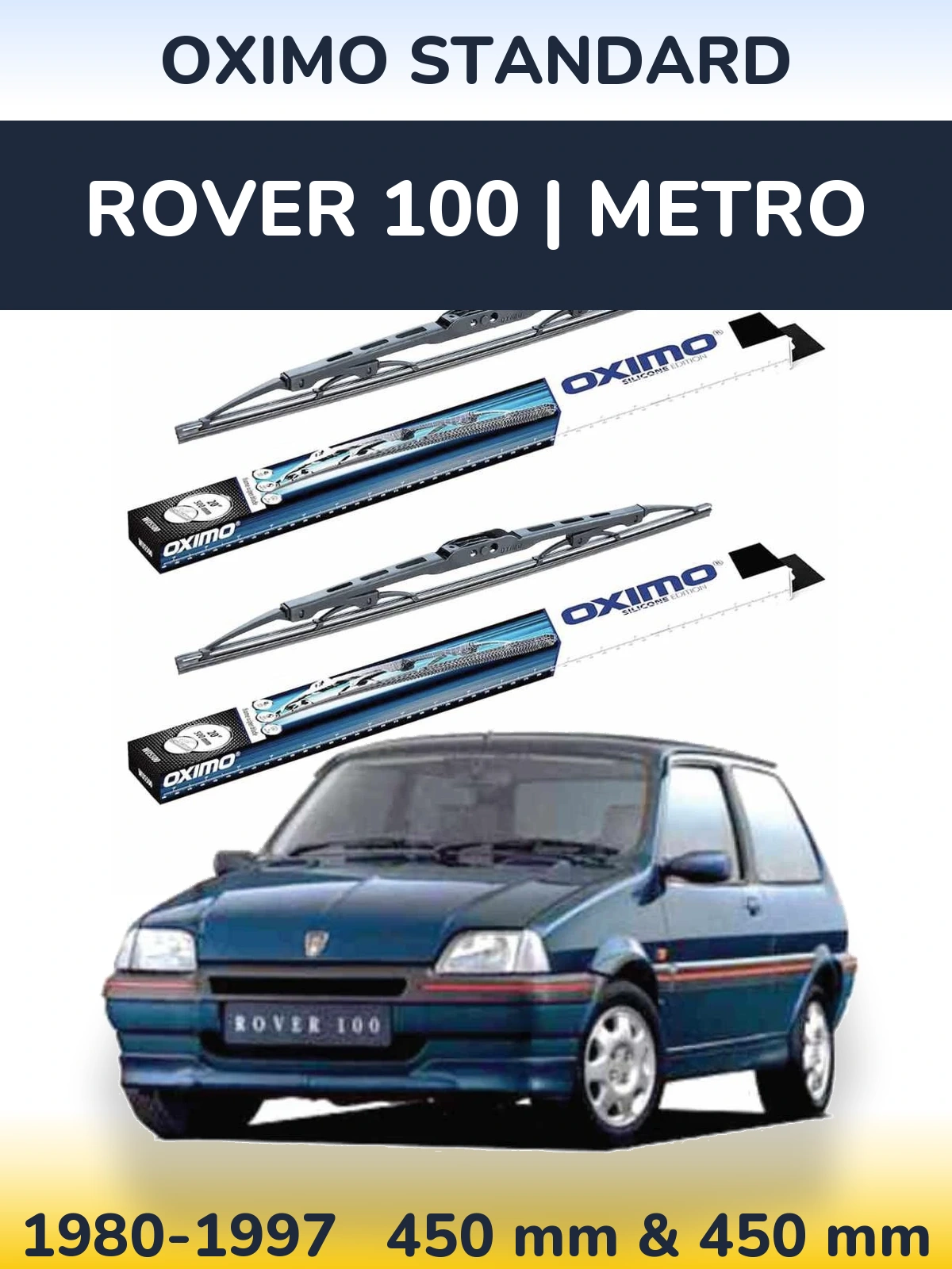 Комплект передних дворников Oximo Standard 450 & 450 мм для Rover 100 | Metro 1980-1997
