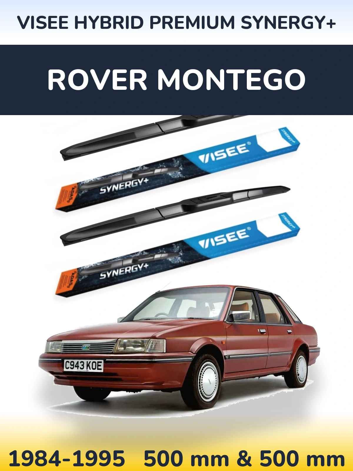 Komplet przednich wycieraczek VISEE HYBRID PREMIUM SYNERGY+ 500 & 500 mm do Rover Montego 1984-1995