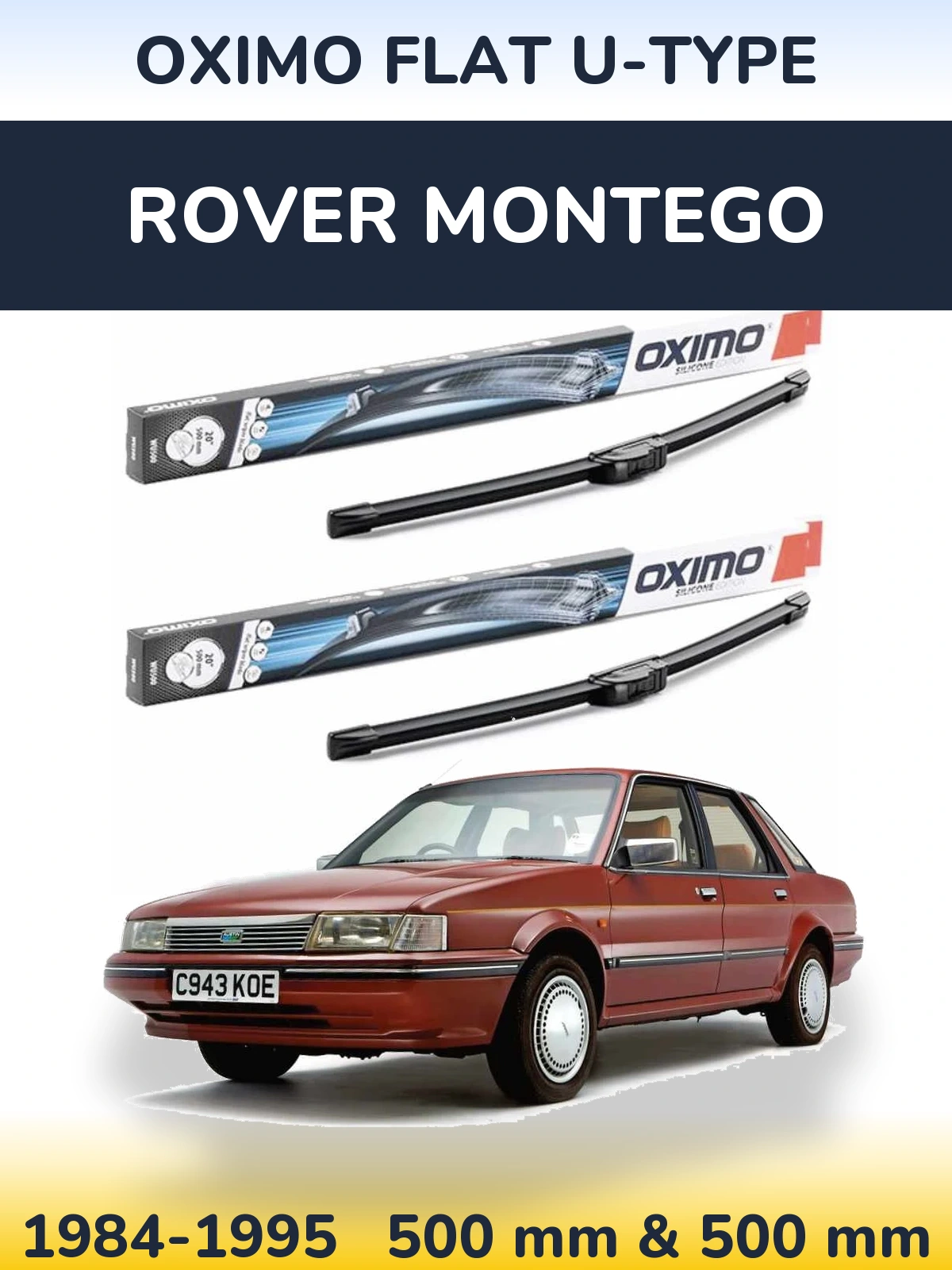 Komplet przednich wycieraczek Oximo Flat U-type 500 & 500 mm do Rover Montego 1984-1995