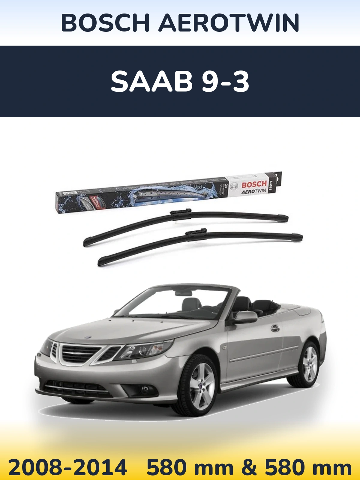 Komplet przednich wycieraczek BOSCH AeroTwin 600 & 580 mm do SAAB 9-3 2008-2014