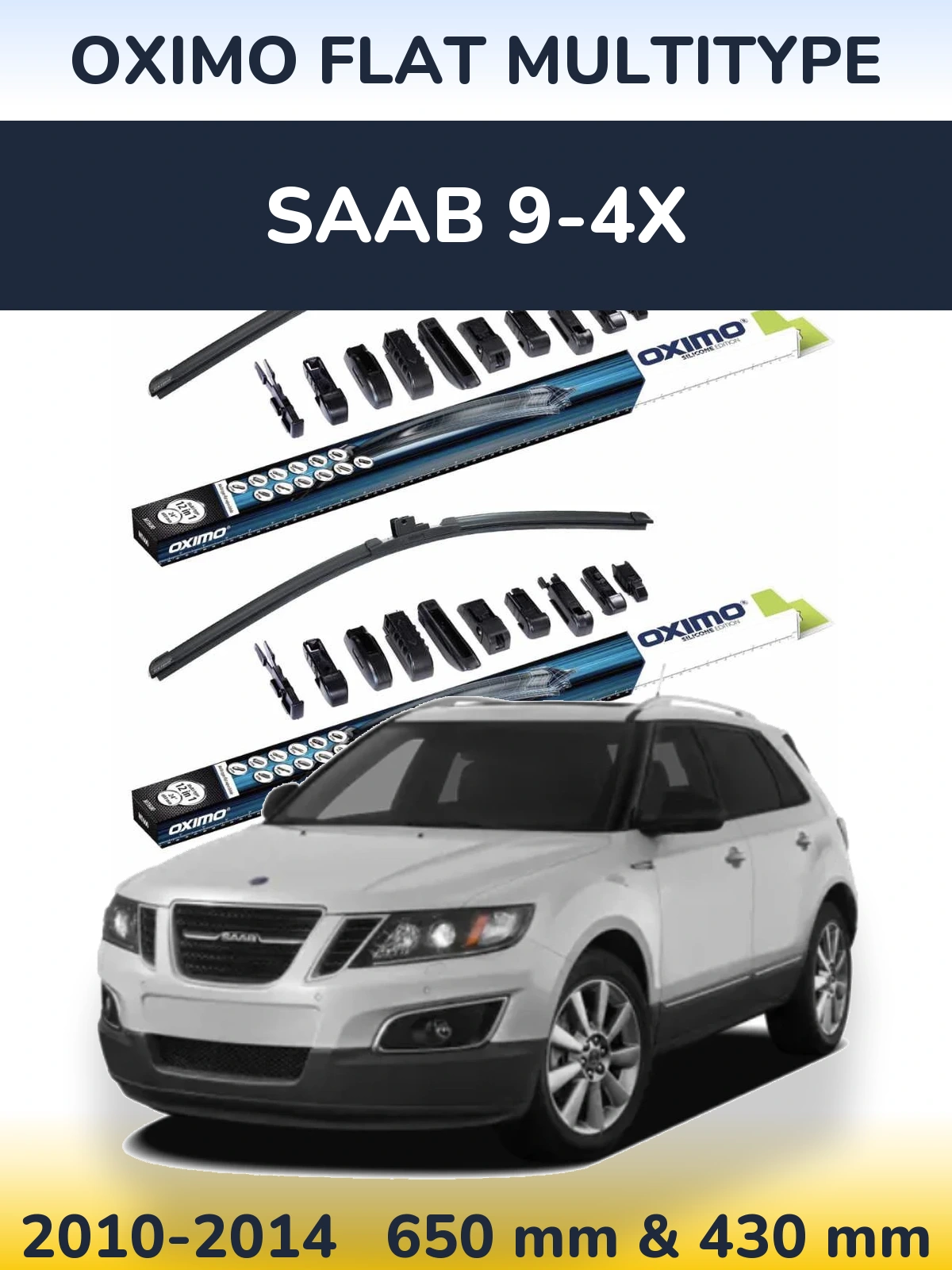 Комплект передних дворников Oximo Flat MultiТипe 650 & 430 мм для SAAB 9-4X 2010-2014