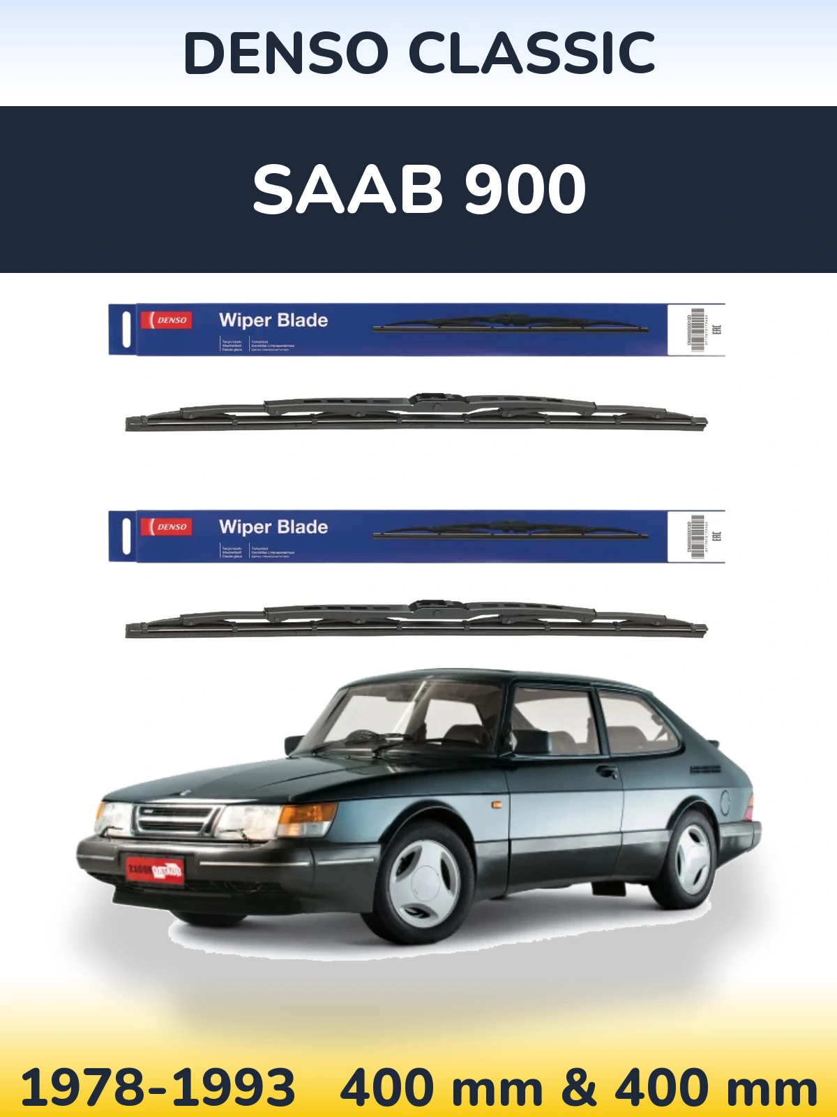 Комплект передних дворников Denso Classic 400 & 400 мм для SAAB 900 1978-1993
