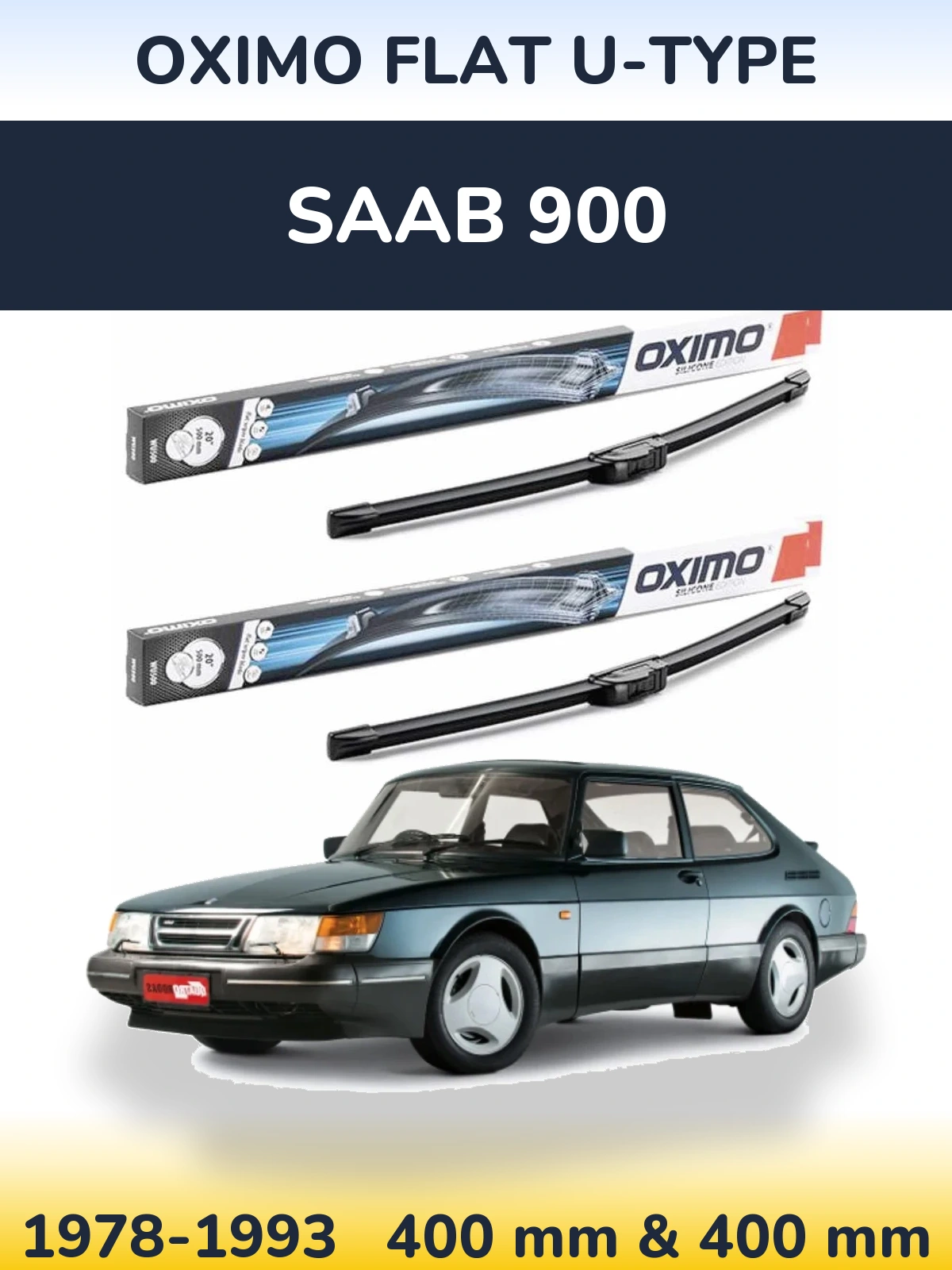 Komplet przednich wycieraczek Oximo Flat U-type 400 & 400 mm do SAAB 900 1978-1993