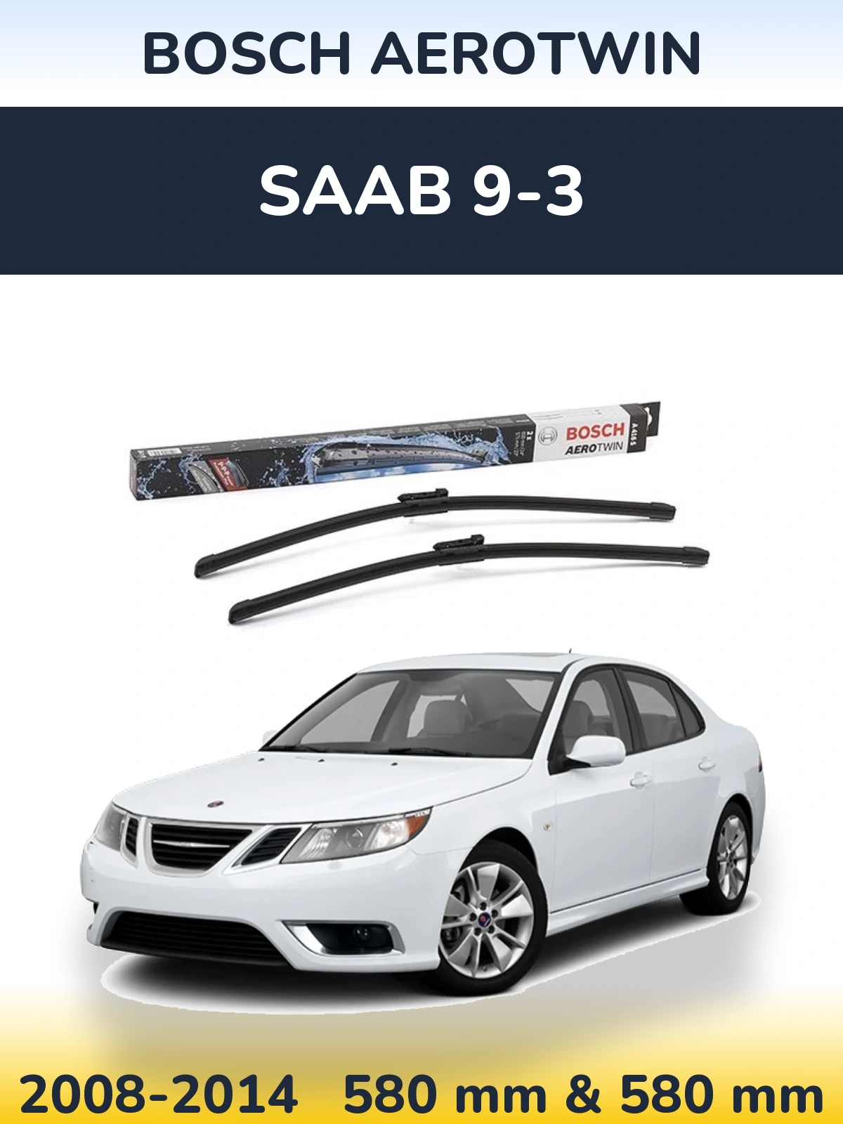 Komplet przednich wycieraczek BOSCH AeroTwin 600 & 580 mm do SAAB 9-3 2008-2014