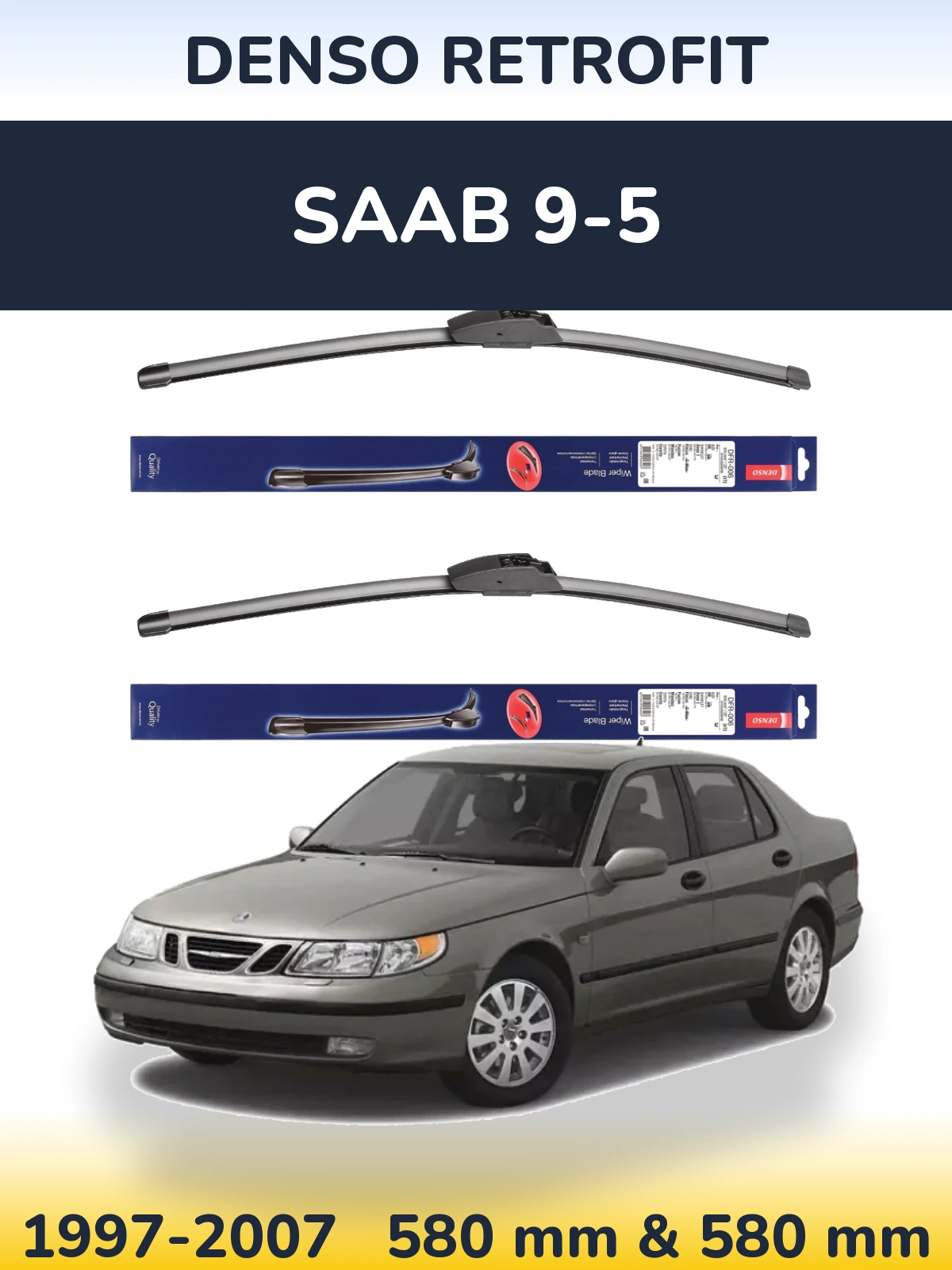 Komplet przednich wycieraczek Denso Retrofit 580 & 580 mm do SAAB 9-5 1997-2007