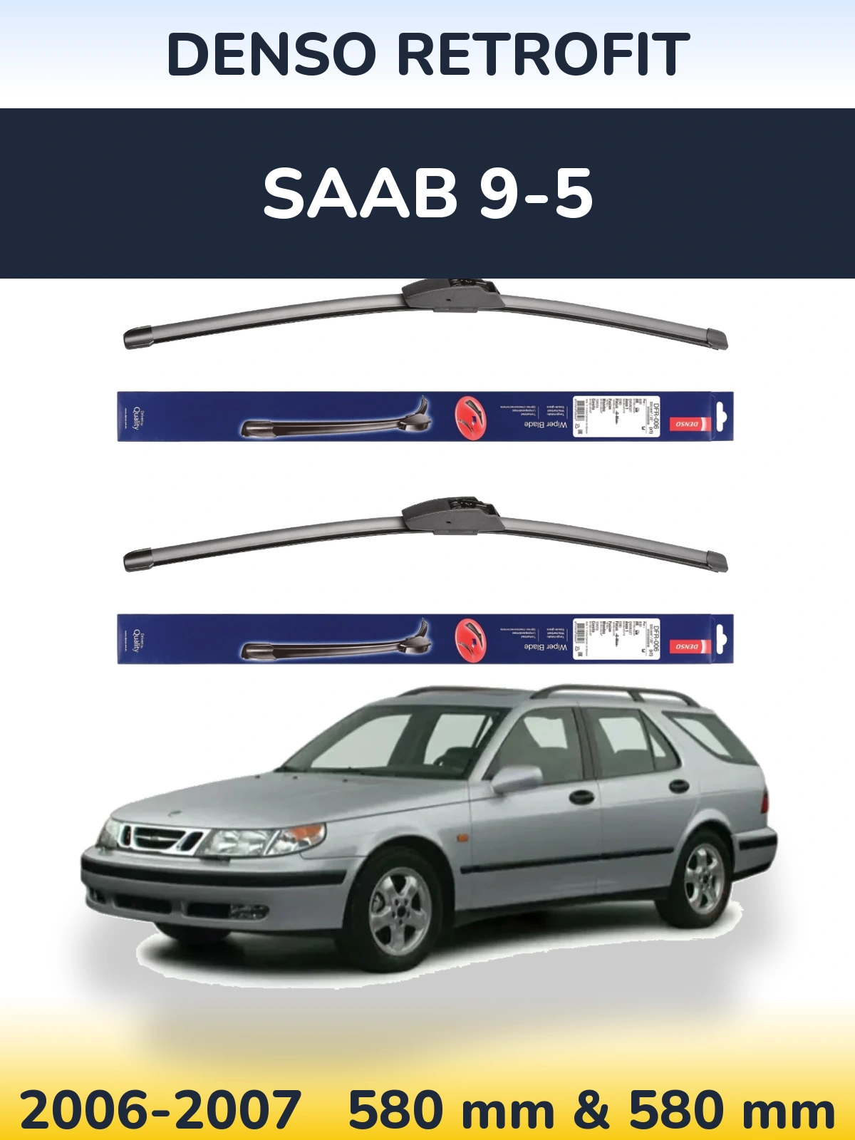 Komplet przednich wycieraczek Denso Retrofit 580 & 580 mm do SAAB 9-5 2006-2007