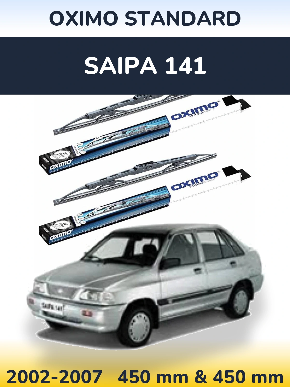 Front wiper blade set Oximo Standard 450 & 450 mm for Saipa 141 2002-2007