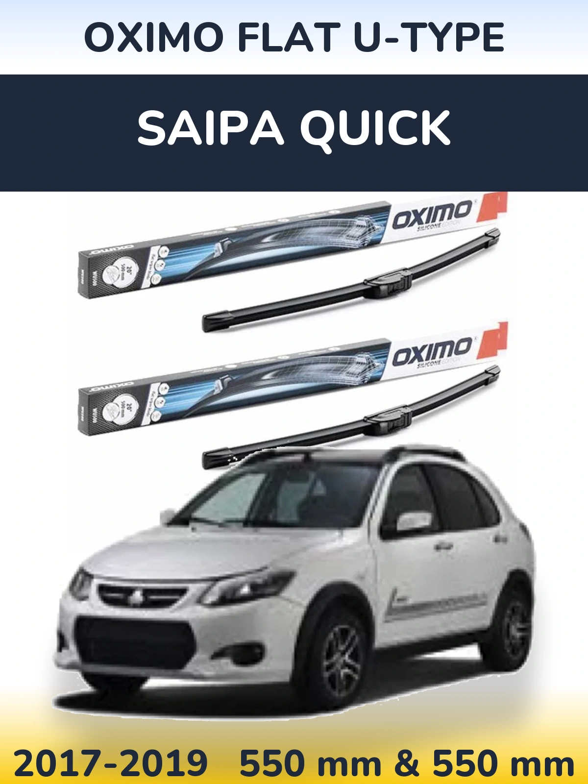 Komplet przednich wycieraczek Oximo Flat U-type 550 & 550 mm do Saipa Quick 2017-2019