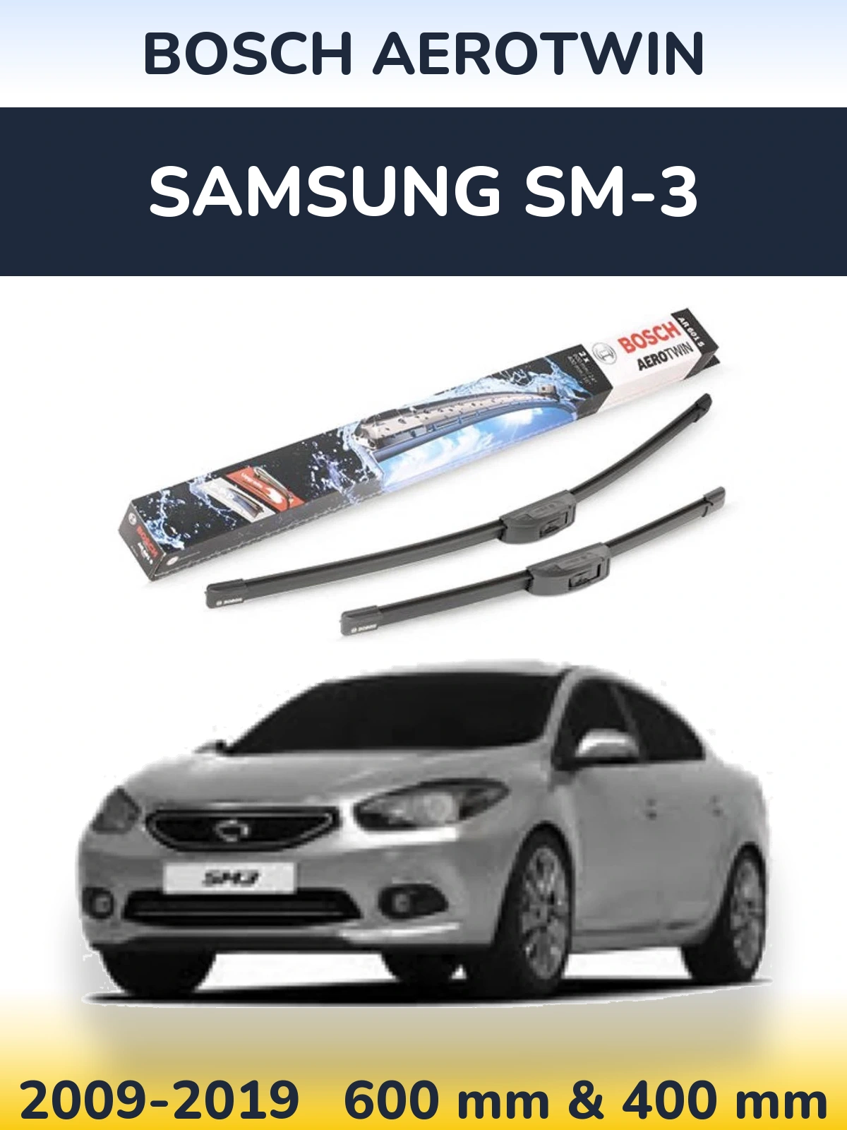 Komplet przednich wycieraczek BOSCH AeroTwin 600 & 400 mm do Samsung SM-3 2009-2019