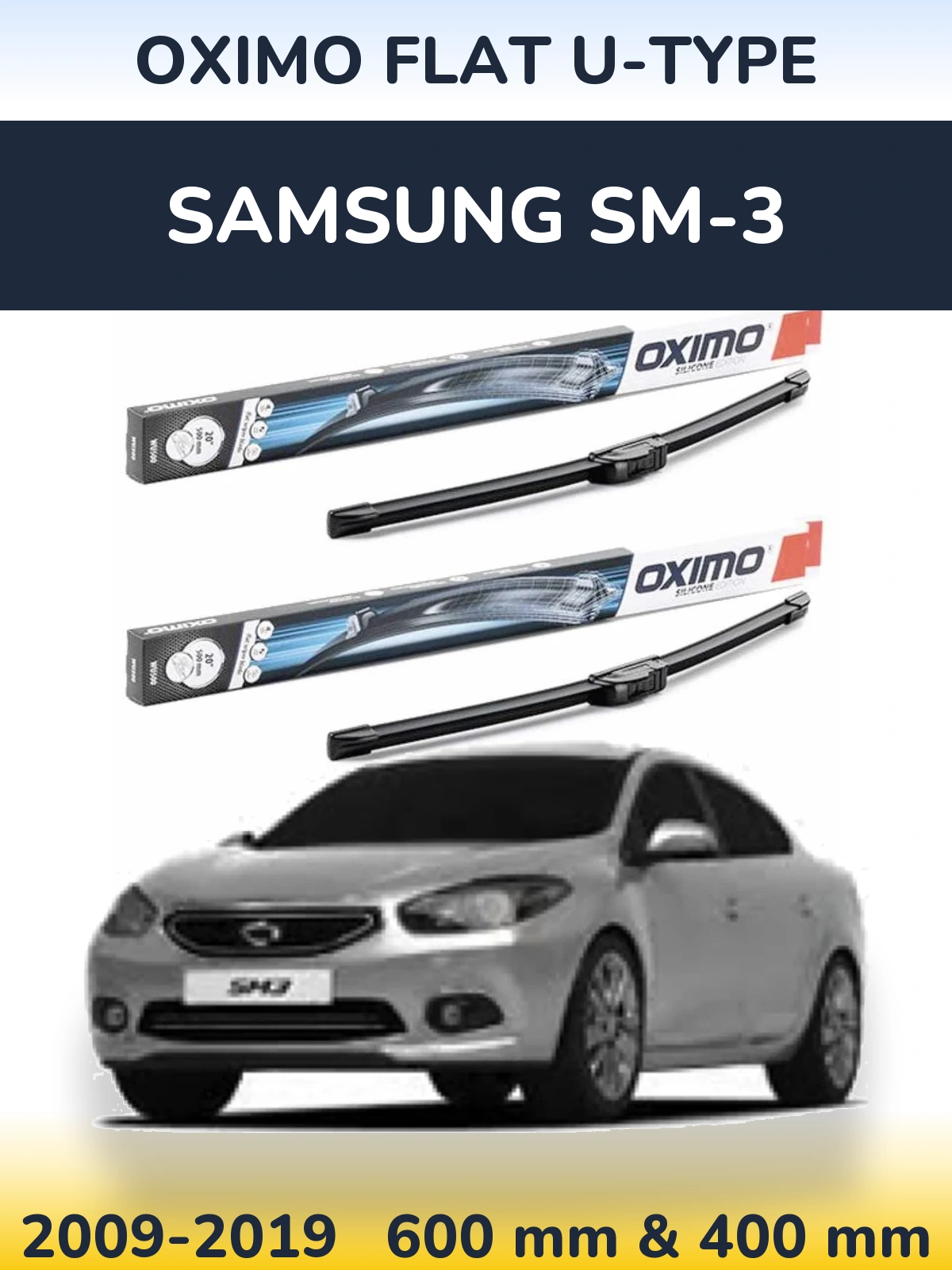 Komplet przednich wycieraczek Oximo Flat U-type 600 & 400 mm do Samsung SM-3 2009-2019