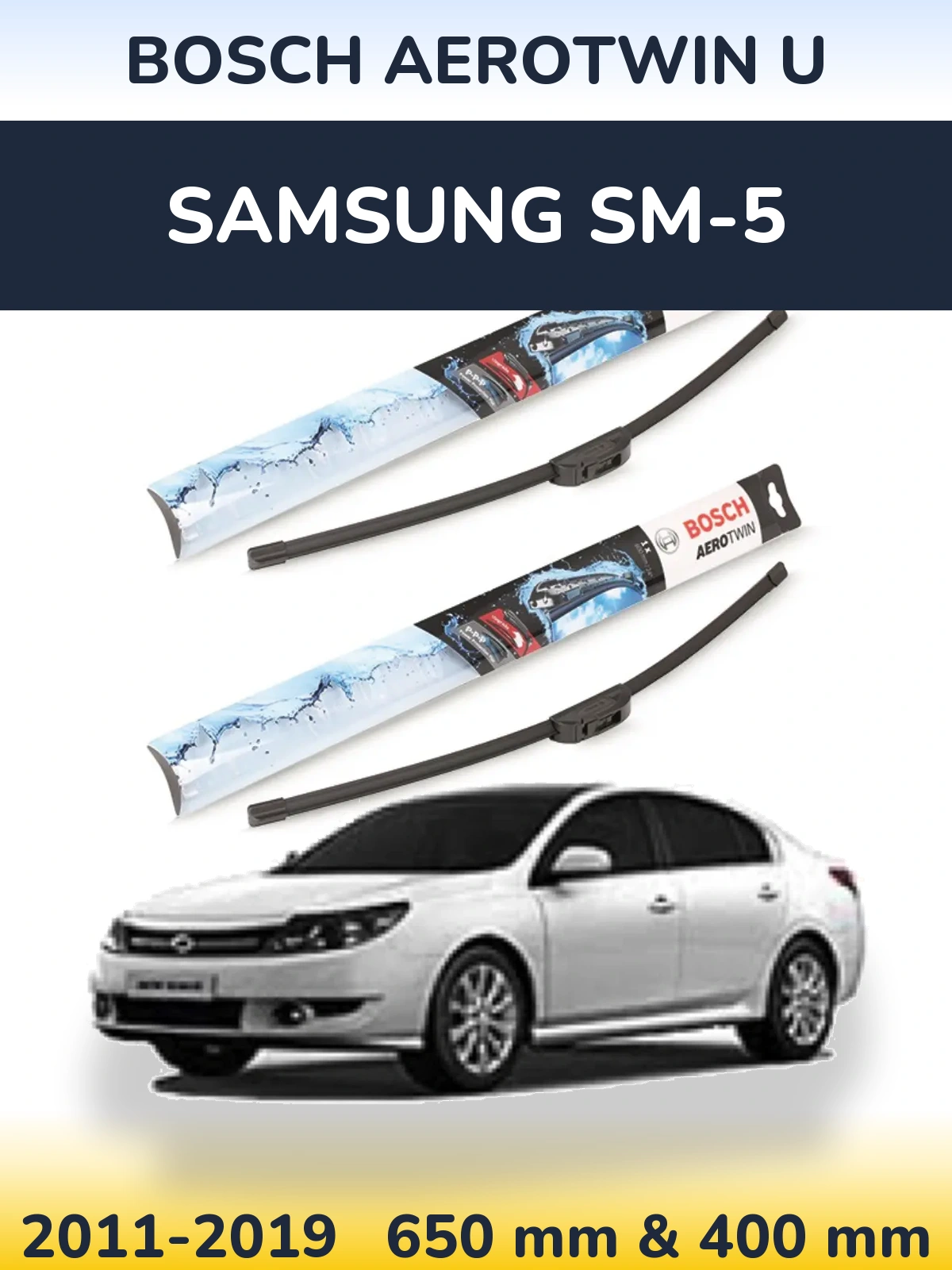 Komplet przednich wycieraczek BOSCH AeroTwin U 650 & 400 mm do Samsung SM-5 2011-2019