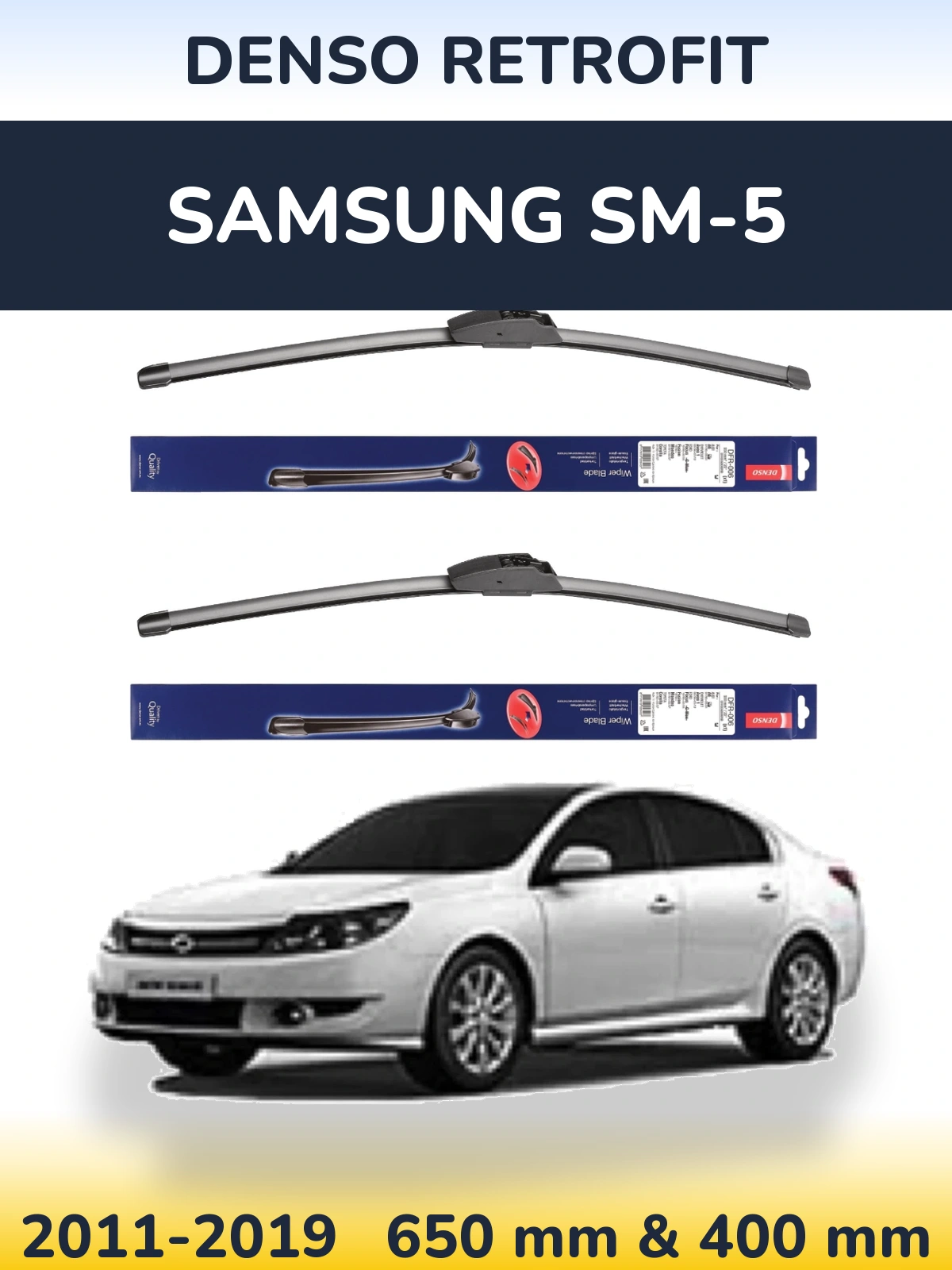 Komplet przednich wycieraczek Denso Retrofit 650 & 400 mm do Samsung SM-5 2011-2019