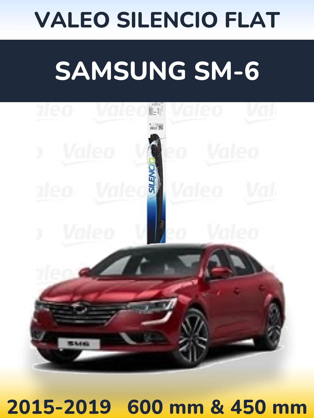 Komplet przednich wycieraczek Valeo Silencio Flat 600 & 450 mm do Samsung SM-6 2015-2019