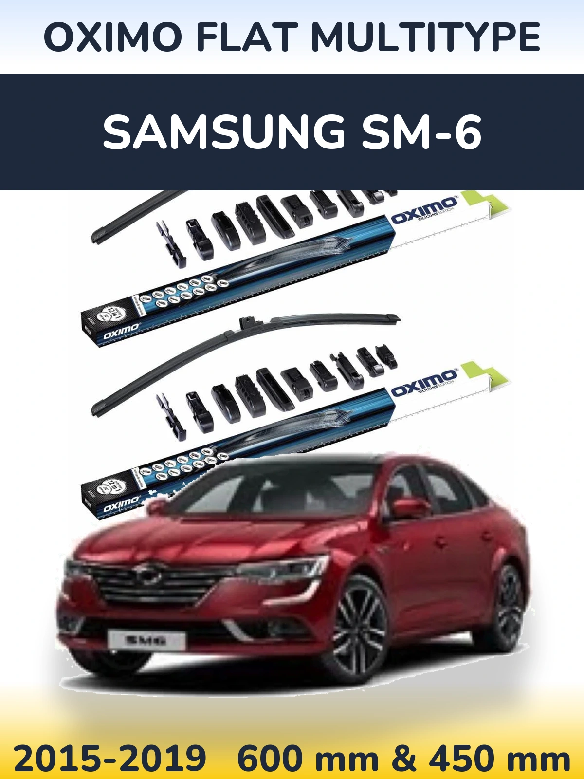 Комплект передних дворников Oximo Flat MultiТипe 600 & 450 мм для Samsung SM-6 2015-2019
