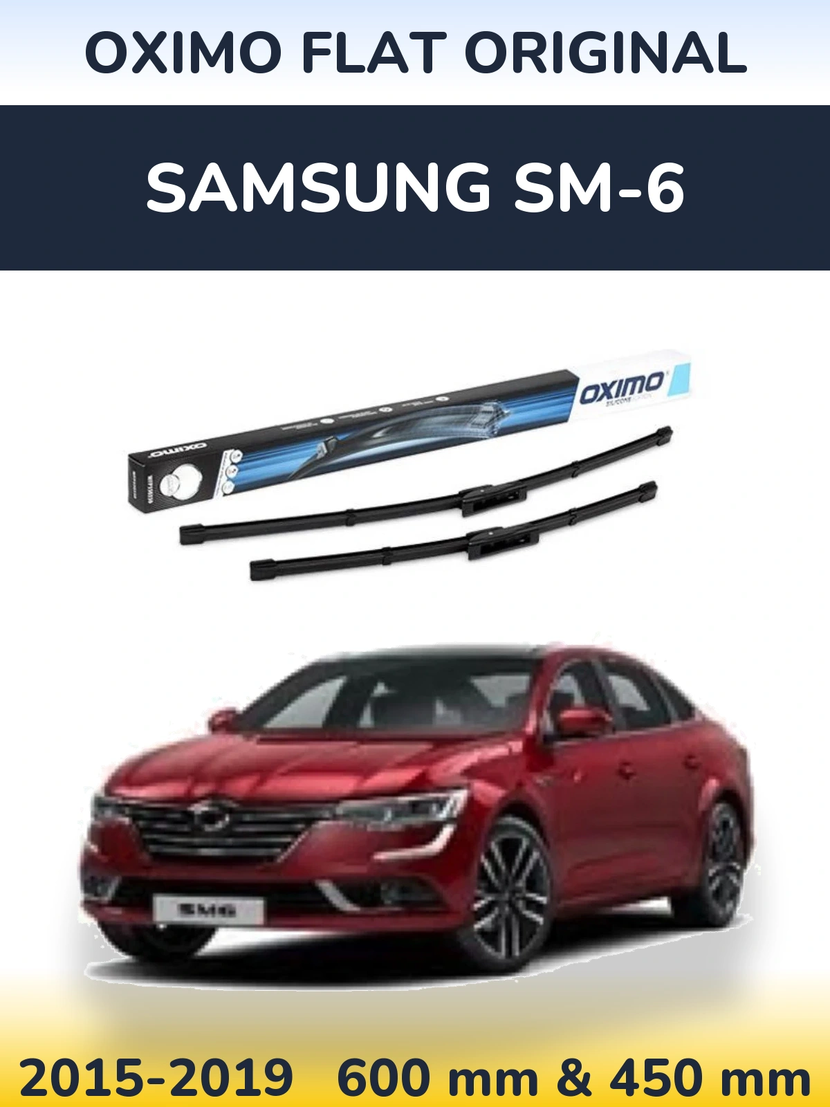 Комплект передних дворников Oximo Flat Original 600 & 450 мм для Samsung SM-6 2015-2019