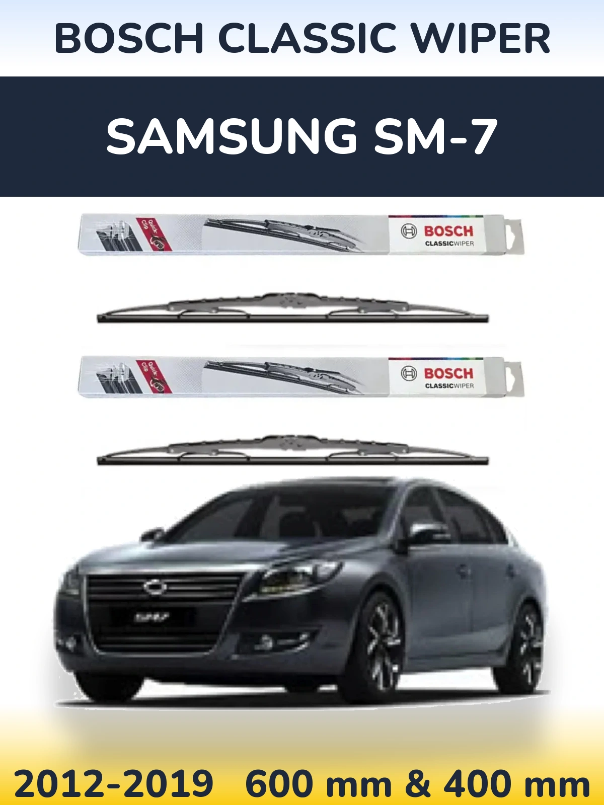 Komplet przednich wycieraczek BOSCH Classic Wiper 600 & 400 mm do Samsung SM-7 2012-2019