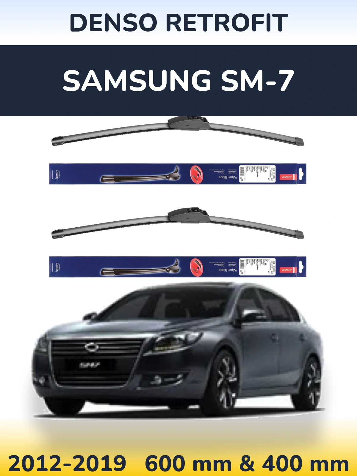 Komplet przednich wycieraczek Denso Retrofit 600 & 400 mm do Samsung SM-7 2012-2019