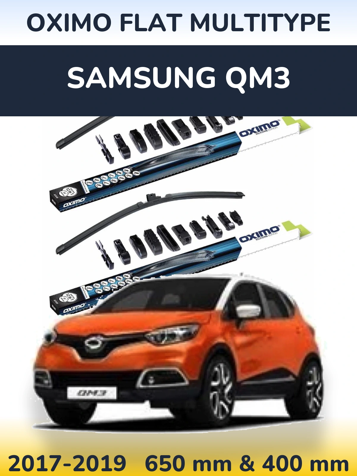Komplet przednich wycieraczek Oximo Flat MultiType 650 & 400 mm do Samsung QM3 2017-2019