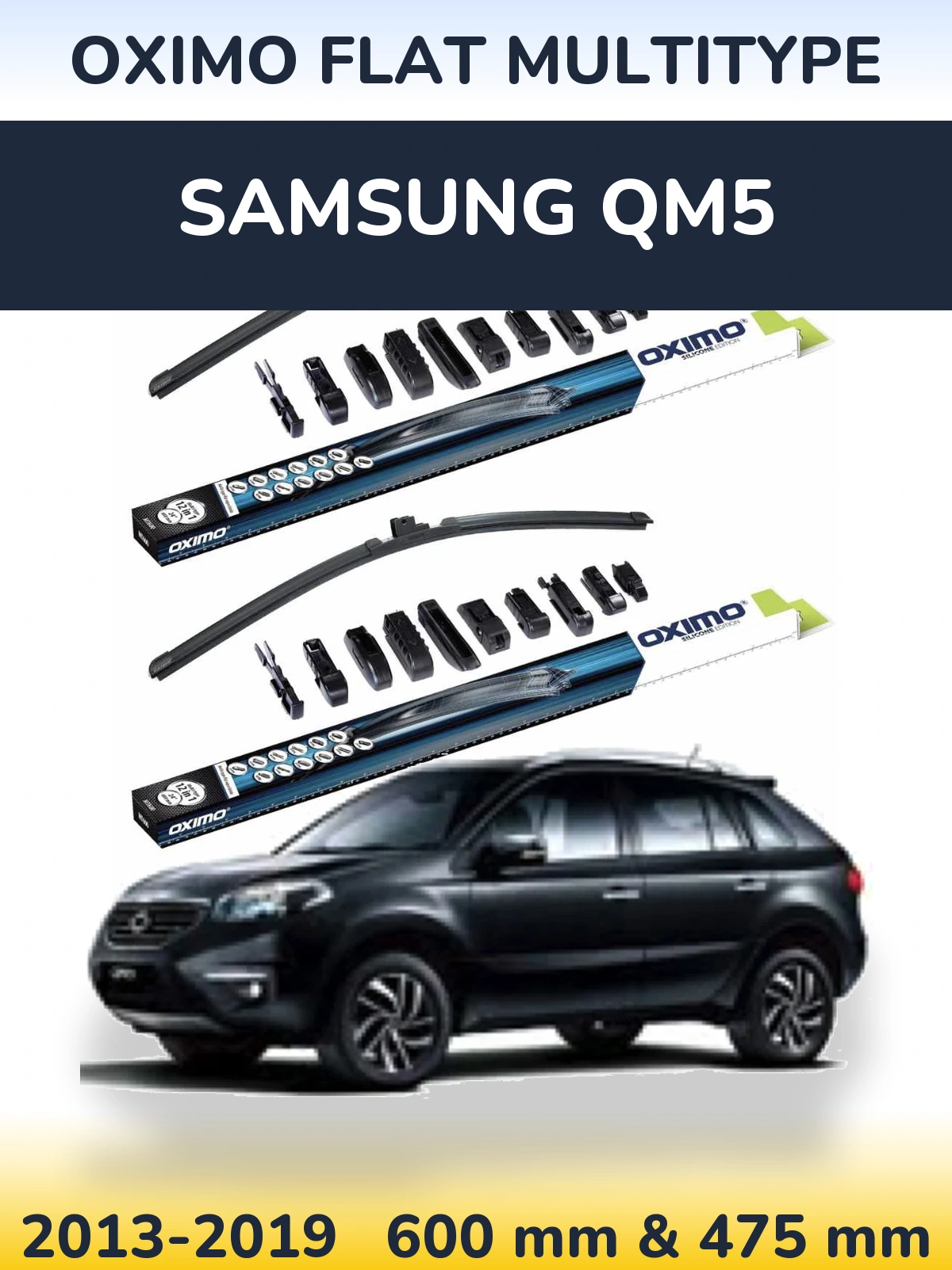 Komplet przednich wycieraczek Oximo Flat MultiType 600 & 475 mm do Samsung QM5 2013-2019