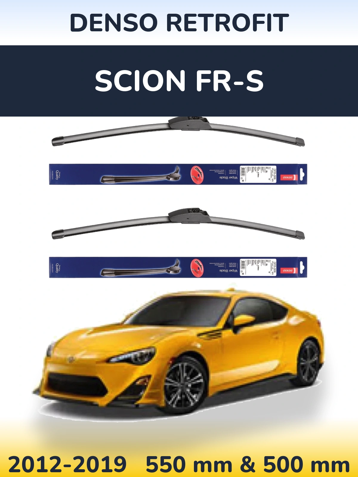 Komplet przednich wycieraczek Denso Retrofit 550 & 500 mm do Scion FR-S 2012-2019