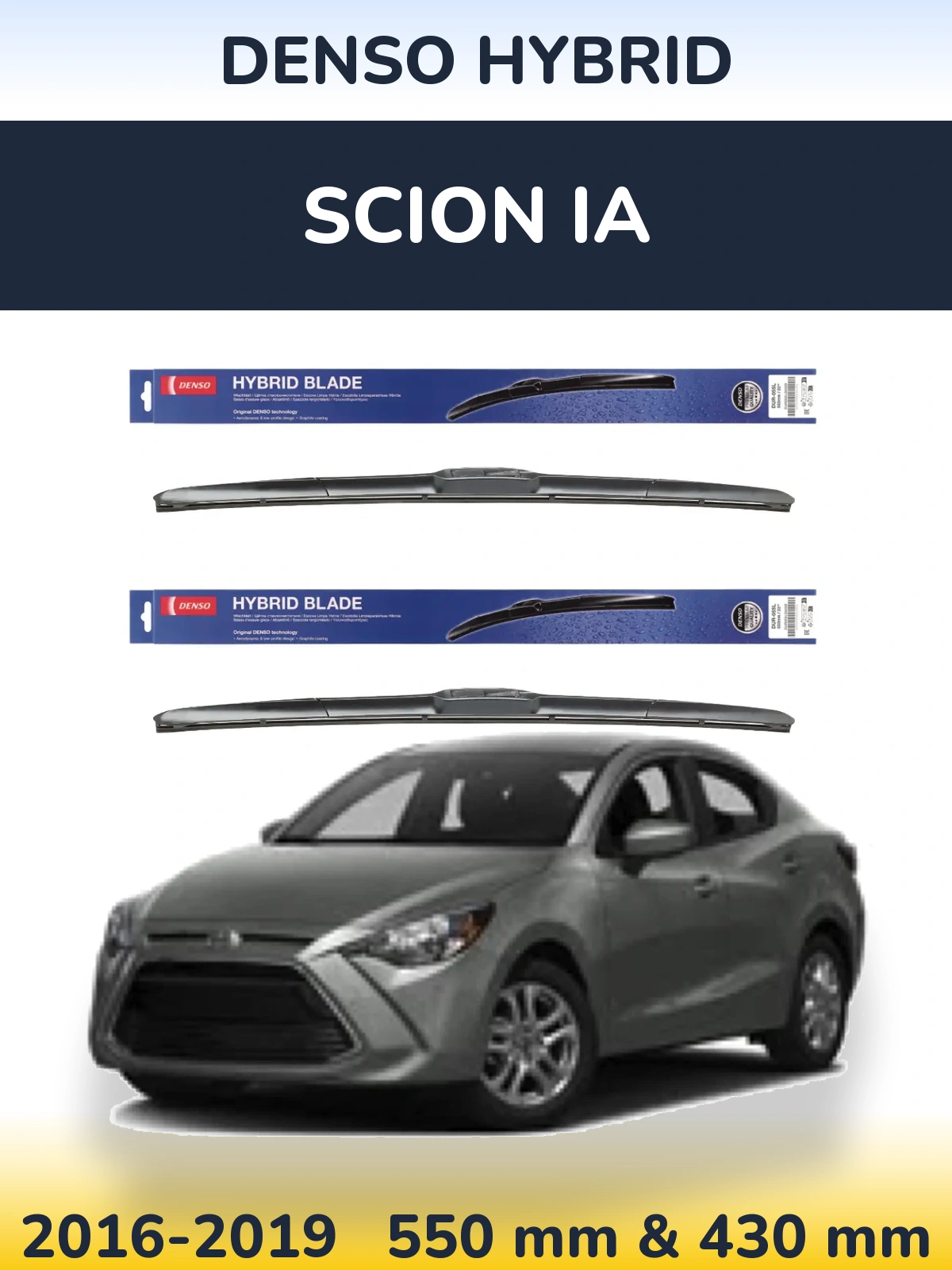 Komplet przednich wycieraczek Denso Hybrid 550 & 430 mm do Scion iA 2016-2019